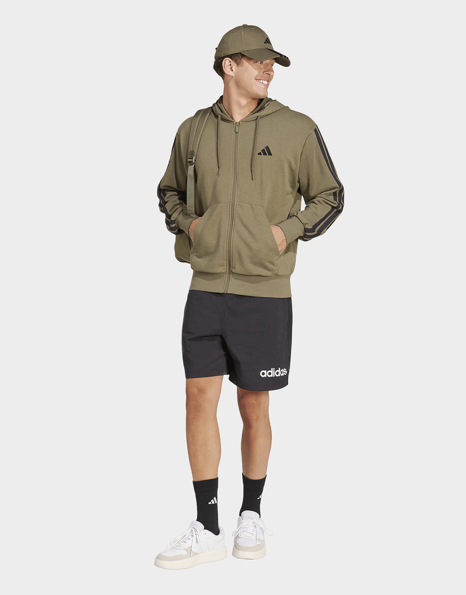 adidas Veste à capuche entièrement zippée french terry 3 bandes Essentials