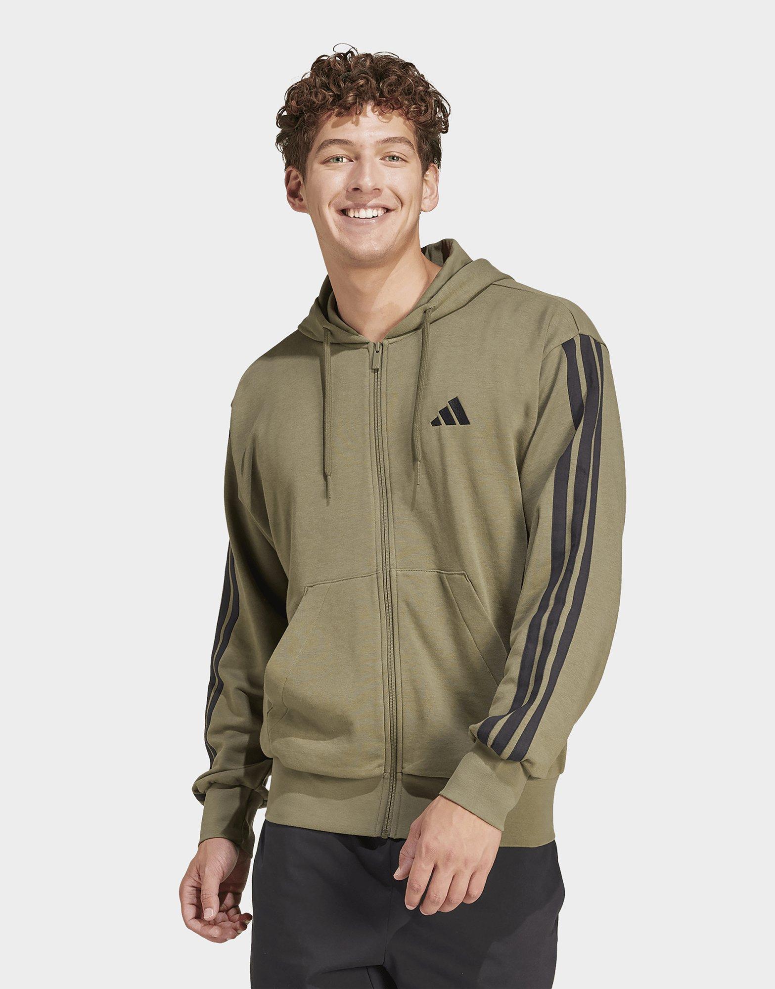 adidas Veste à capuche entièrement zippée french terry 3 bandes Essentials