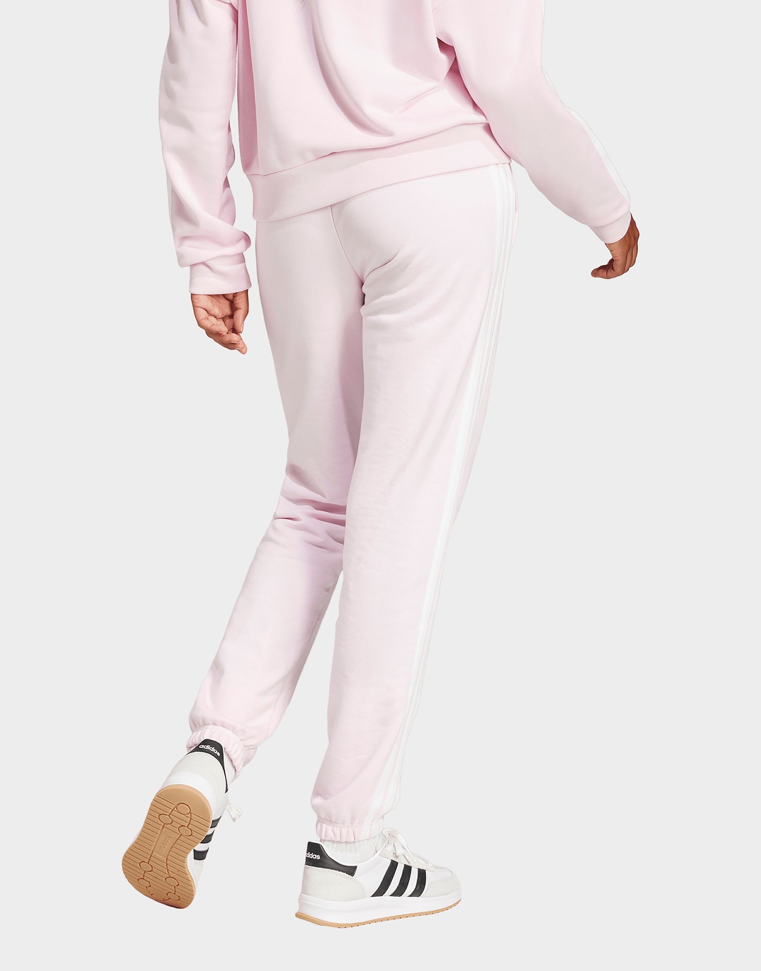 adidas Women's Essentials 3-Stripes French Terry Cuffed Pant Clear Pink/White — foto 3