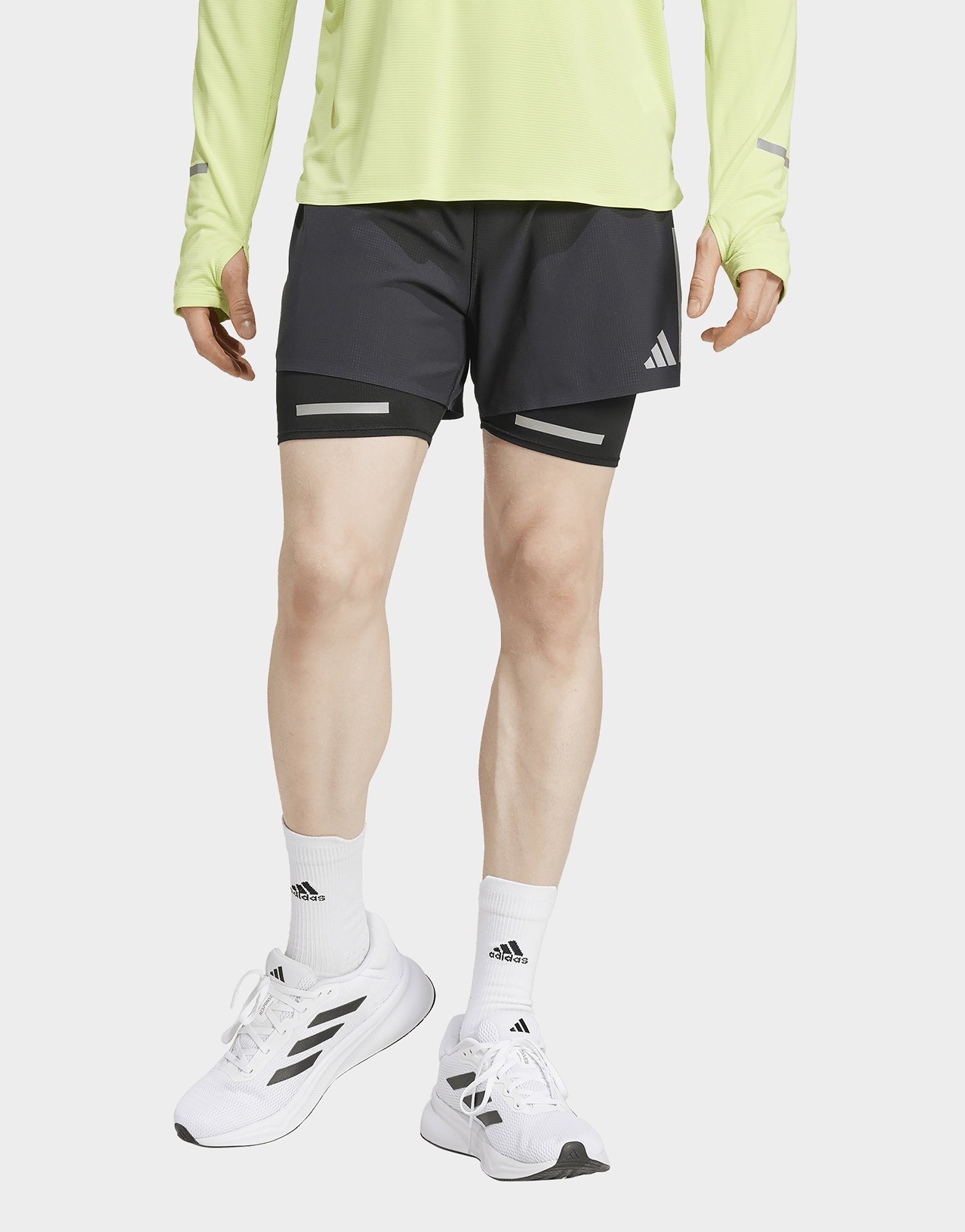 Black adidas Ultimate Running Reflective 2 in 1 Shorts JD Sports UK