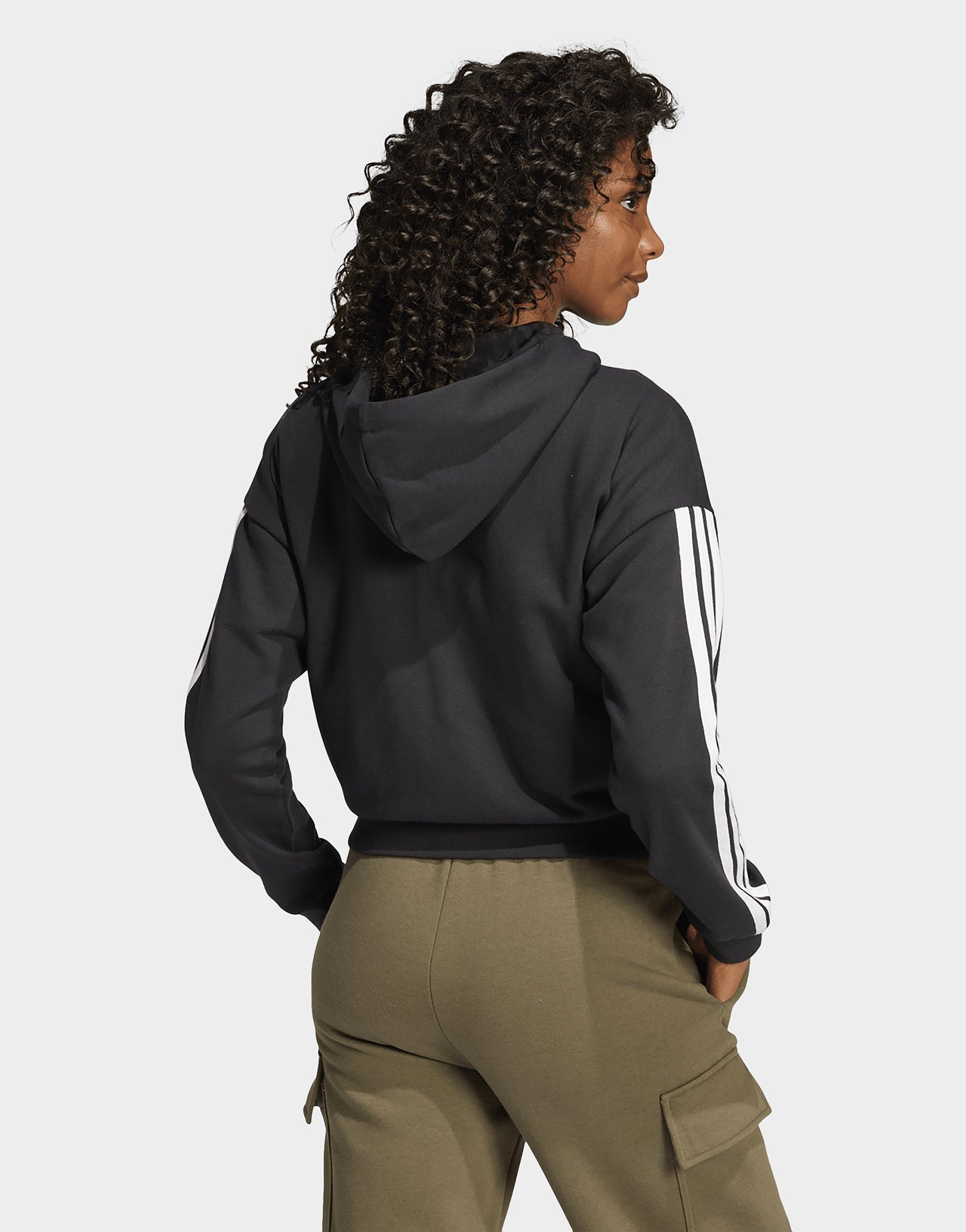 Adidas ESSENTIALS W 3S FT FZ HD Jacket Women's Black — foto 3