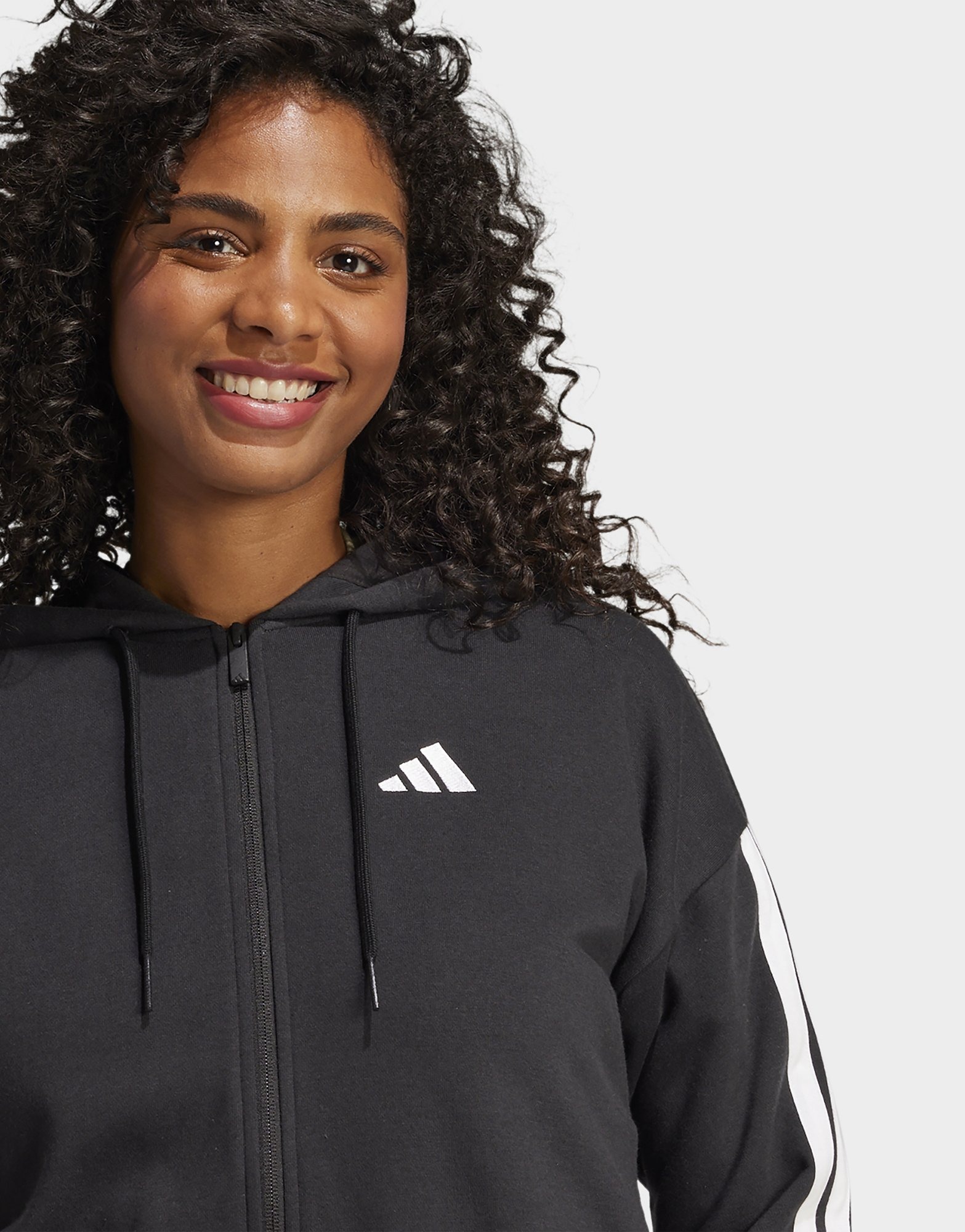 Adidas ESSENTIALS W 3S FT FZ HD Jacket Women's Black — foto 4
