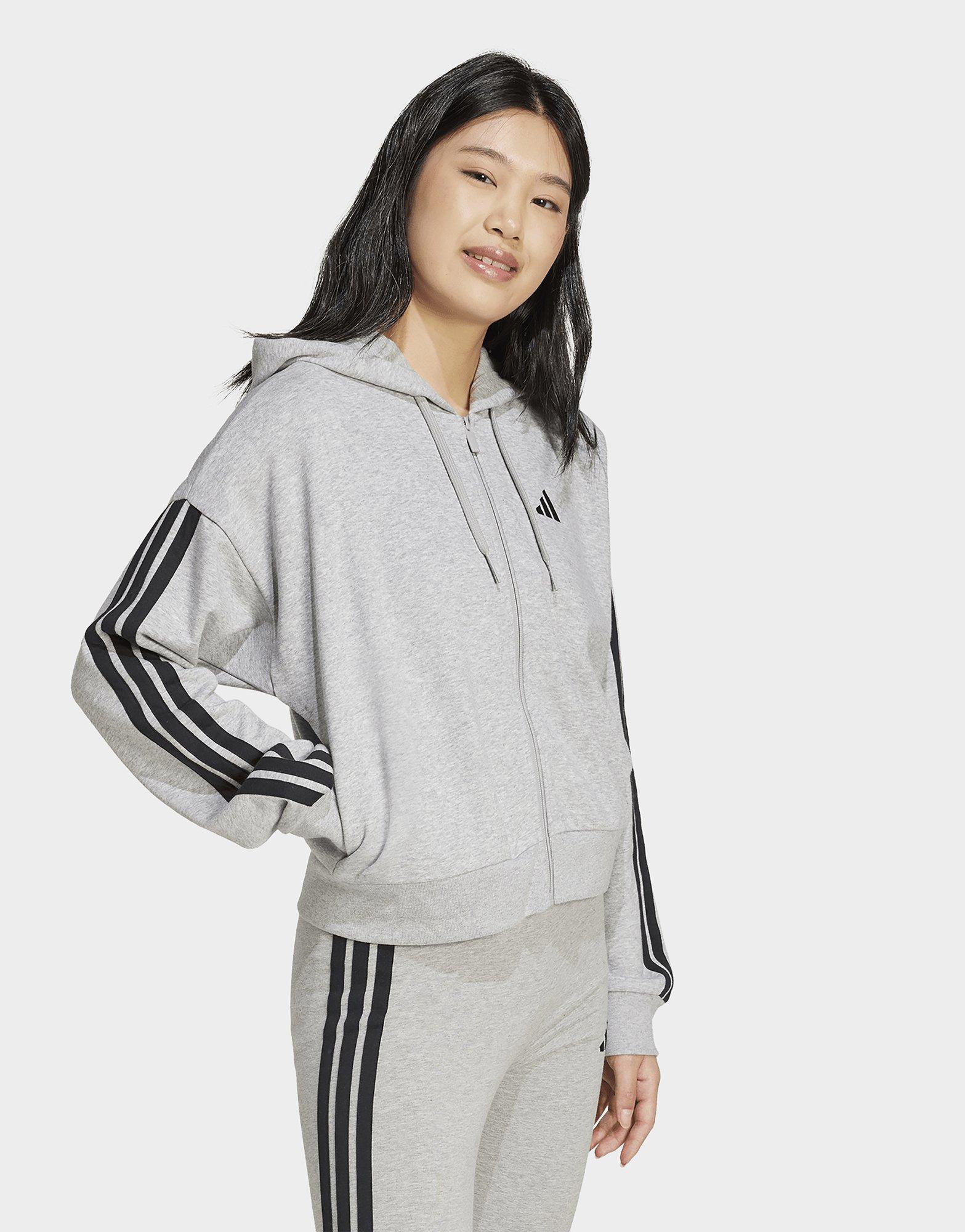 adidas Felpa Con Cappuccio Essentials 3-stripes French Terry Full-zip