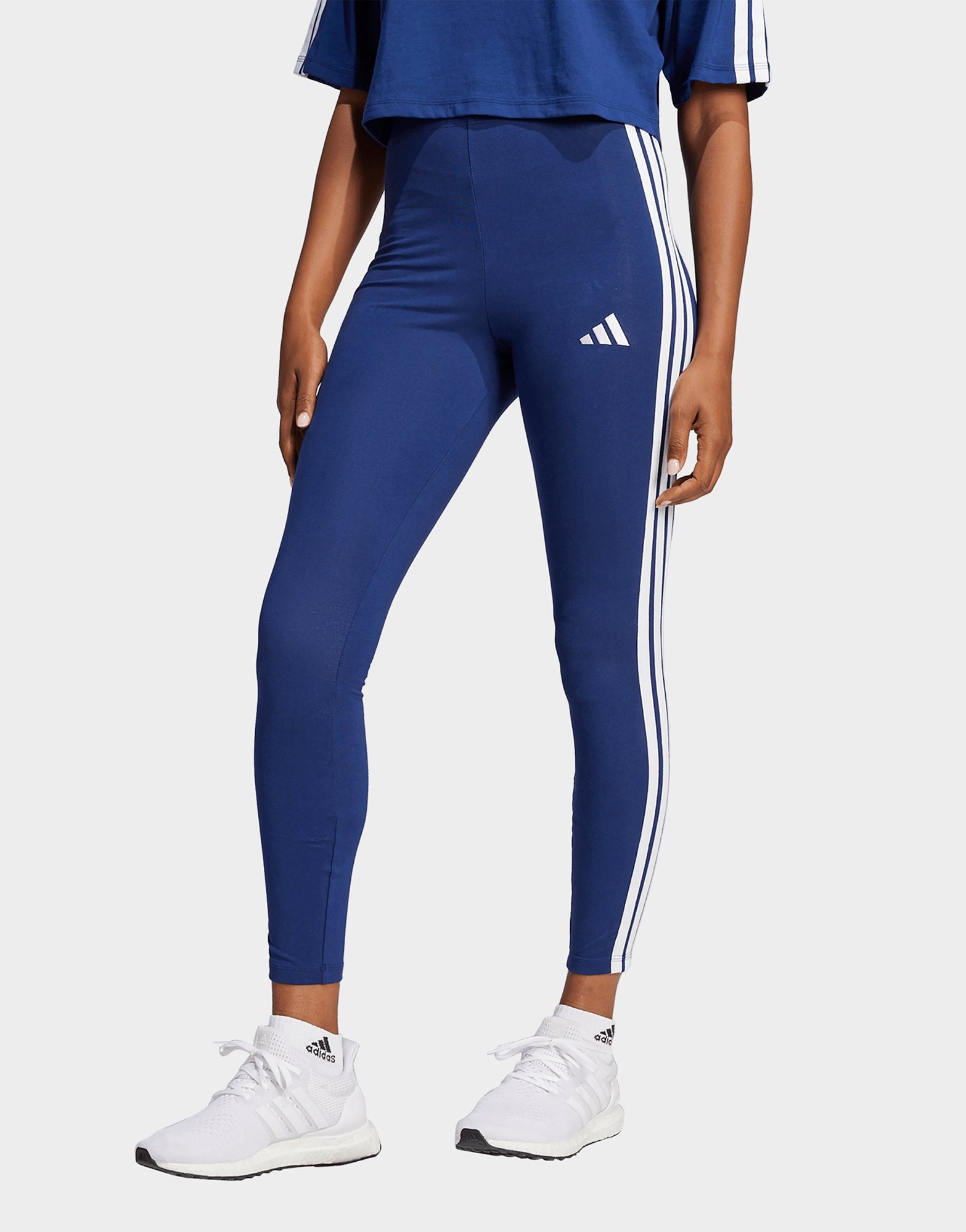 adidas Essentials 3 Streifen Cotton Leggings Dunkelblau JD Sports Deutschland