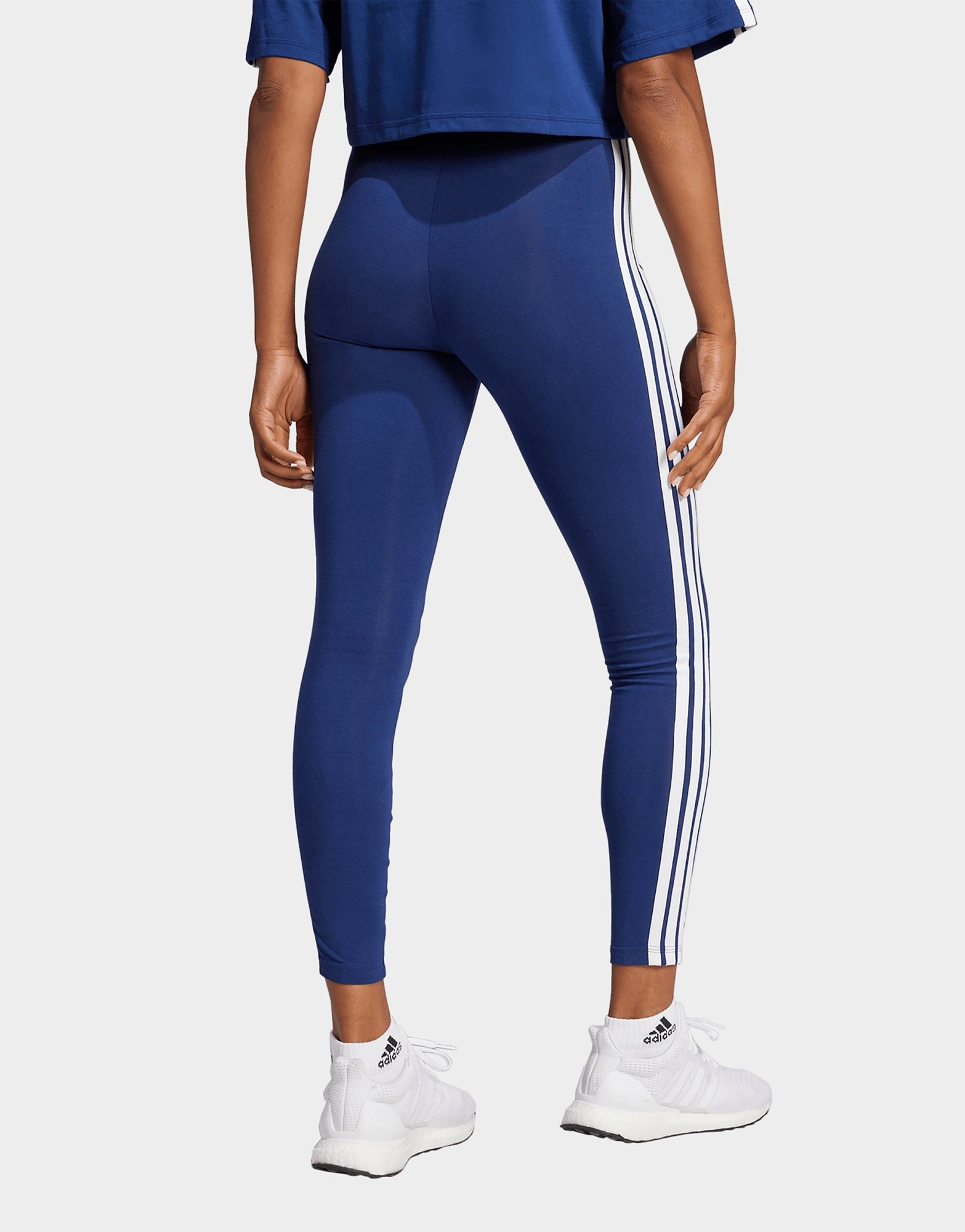 adidas Women's Essentials 3-Stripes Cotton Leggings Dark Blue/White — foto 3