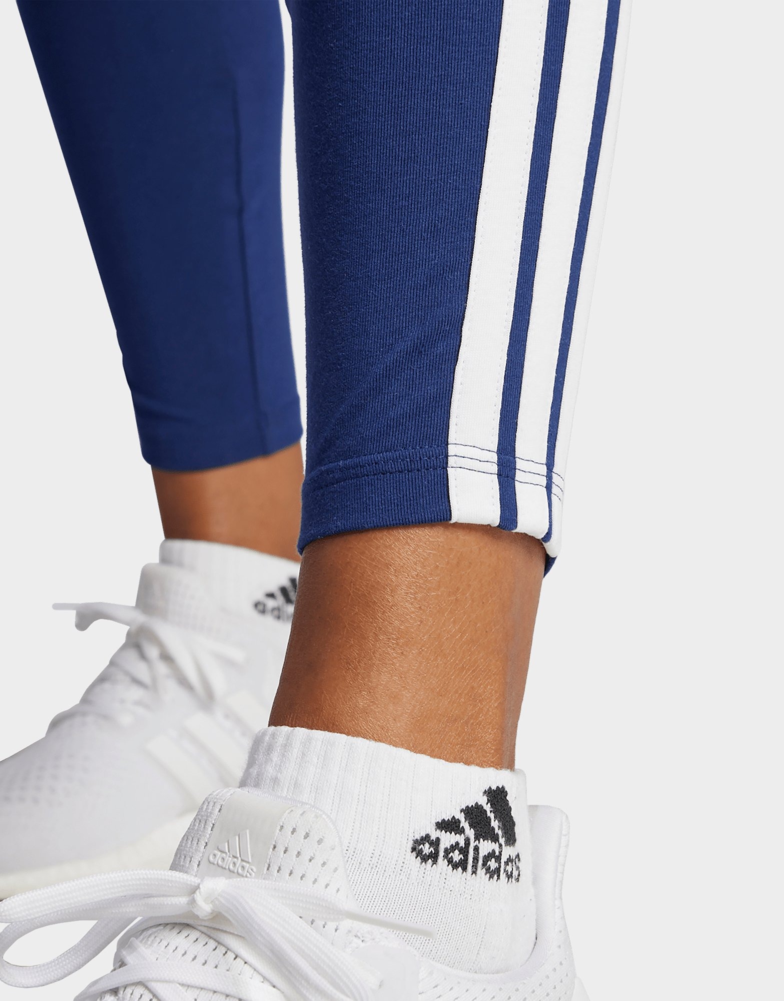 adidas Women's Essentials 3-Stripes Cotton Leggings Dark Blue/White — foto 5