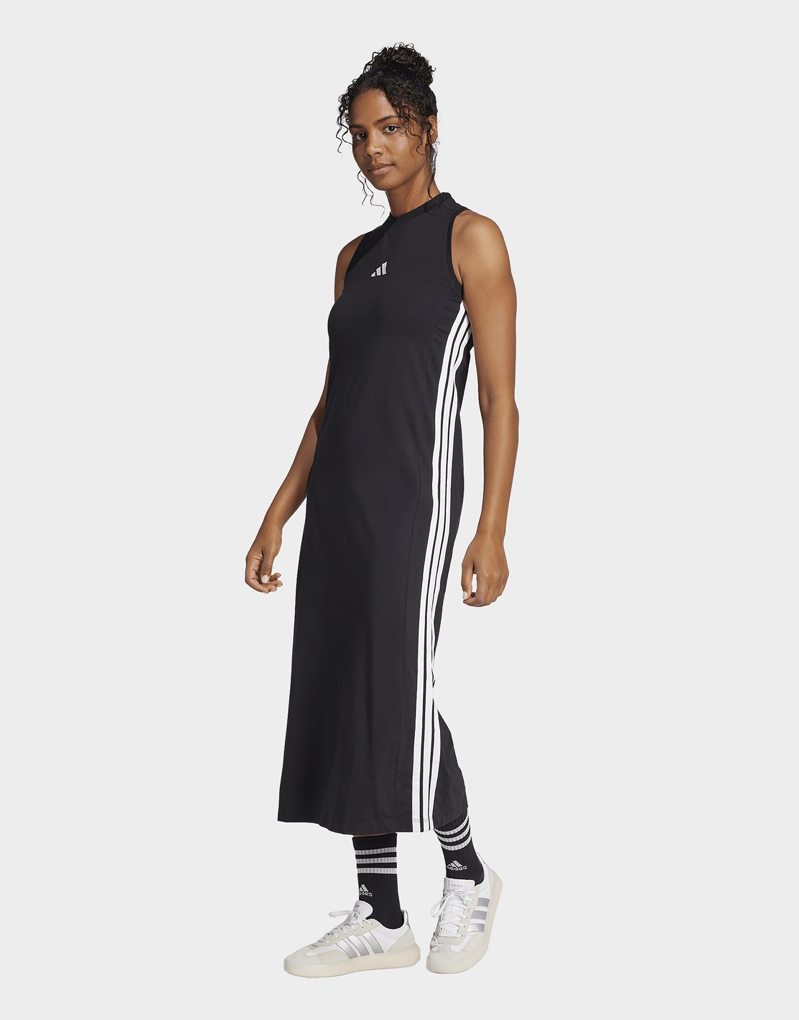 adidas Essentials 3-Stripes Long Racerback Dress 'Black White' (Women's) — foto 2