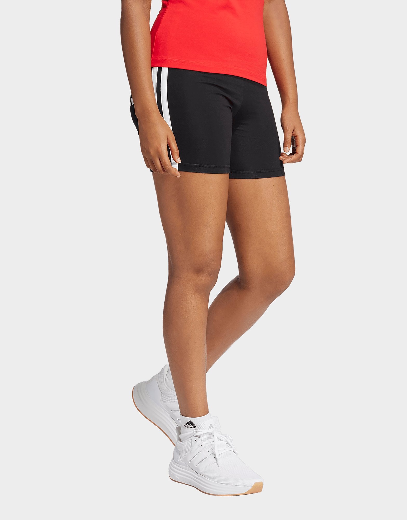 adidas Women's Essentials 3-Stripes High Waisted Biker Shorts Black/White — foto 2