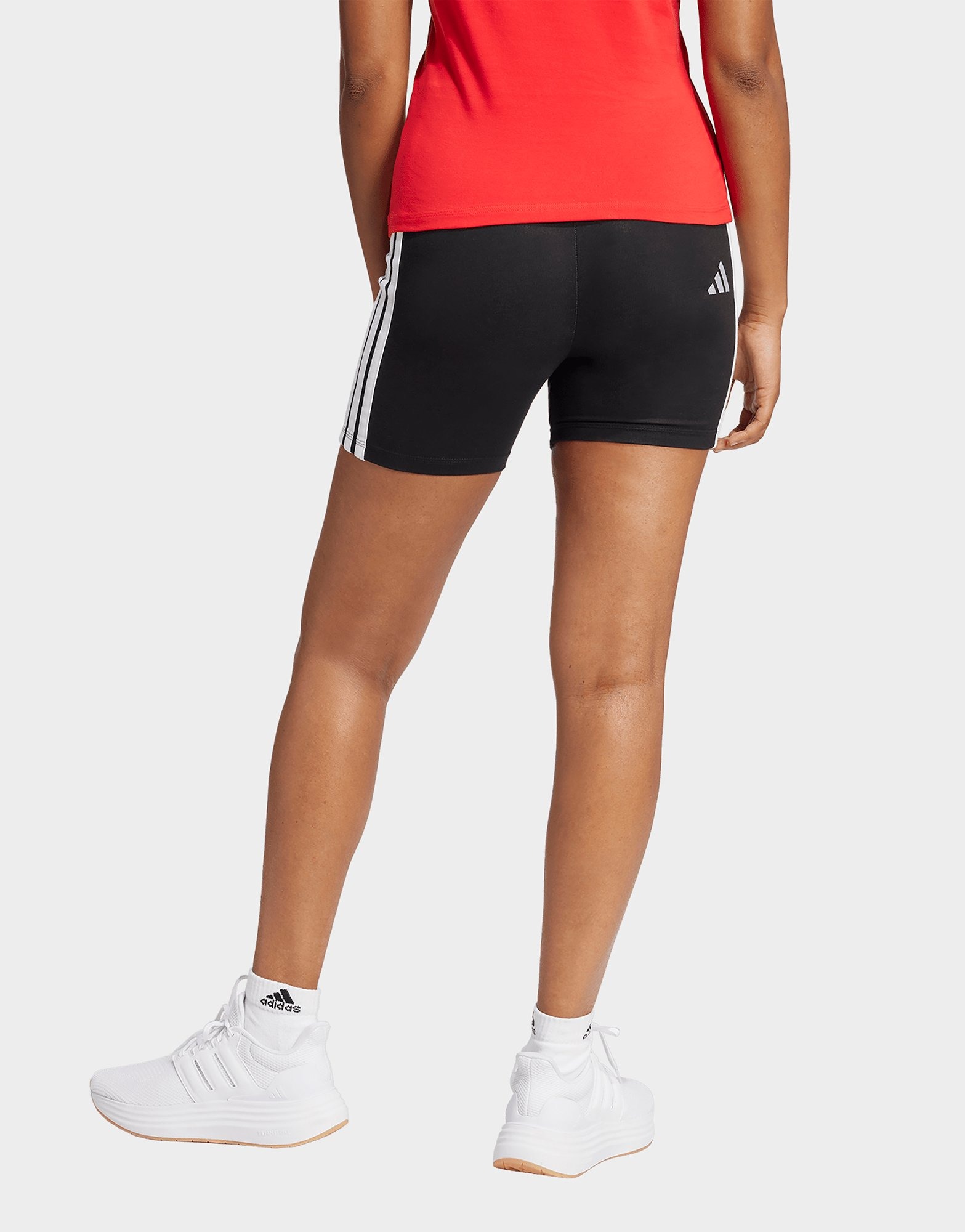 adidas Women's Essentials 3-Stripes High Waisted Biker Shorts Black/White — foto 3