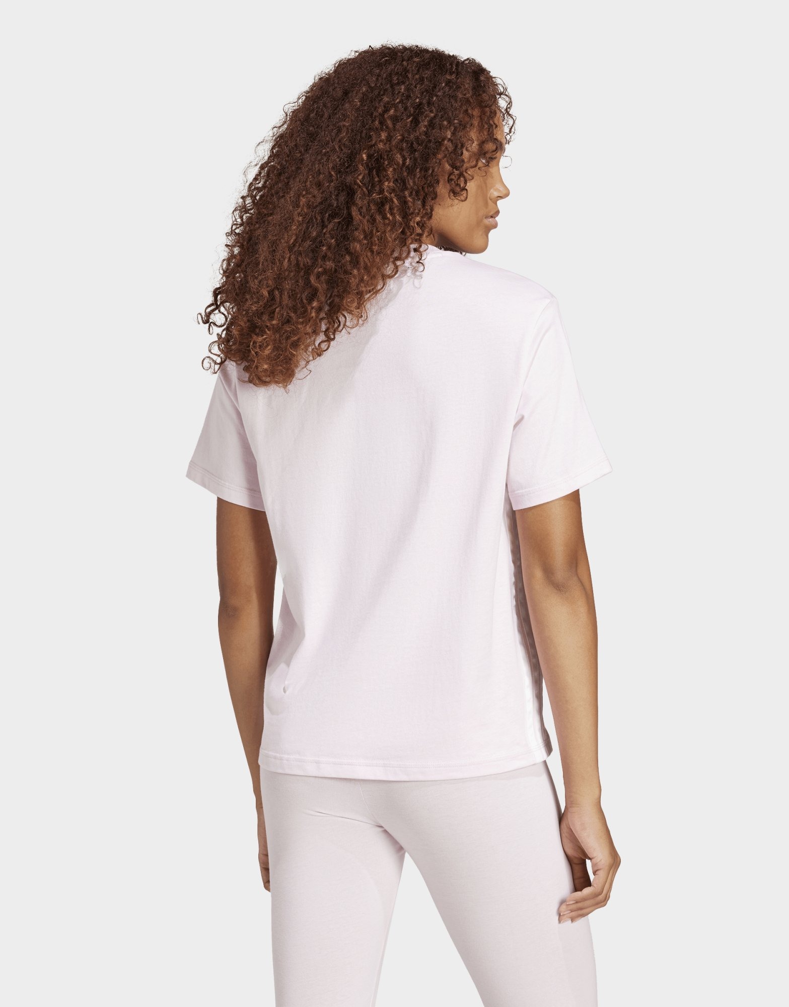 adidas Women's Essentials 3-Stripes Cotton T-Shirt Clear Pink/White — foto 3