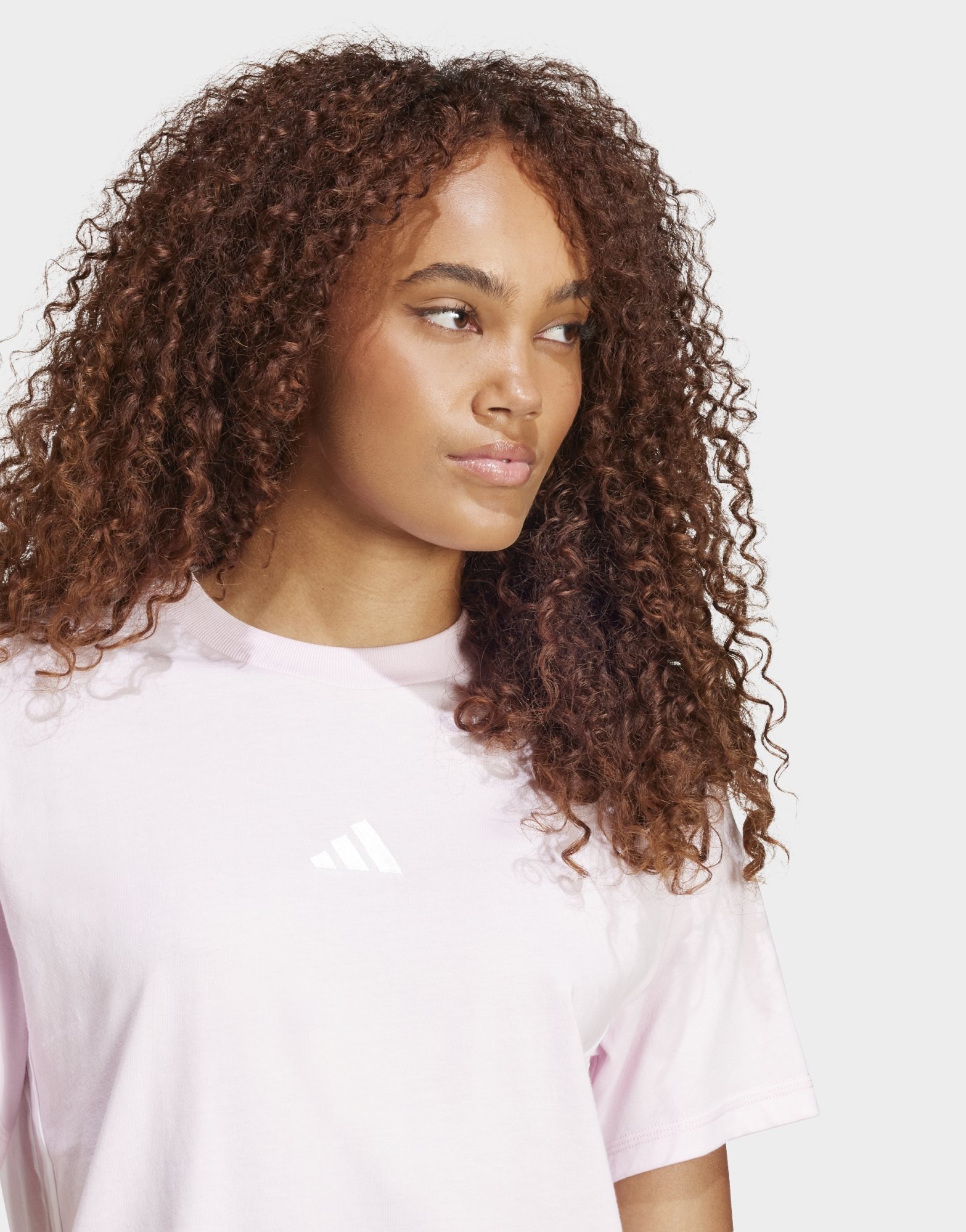 adidas Women's Essentials 3-Stripes Cotton T-Shirt Clear Pink/White — foto 5