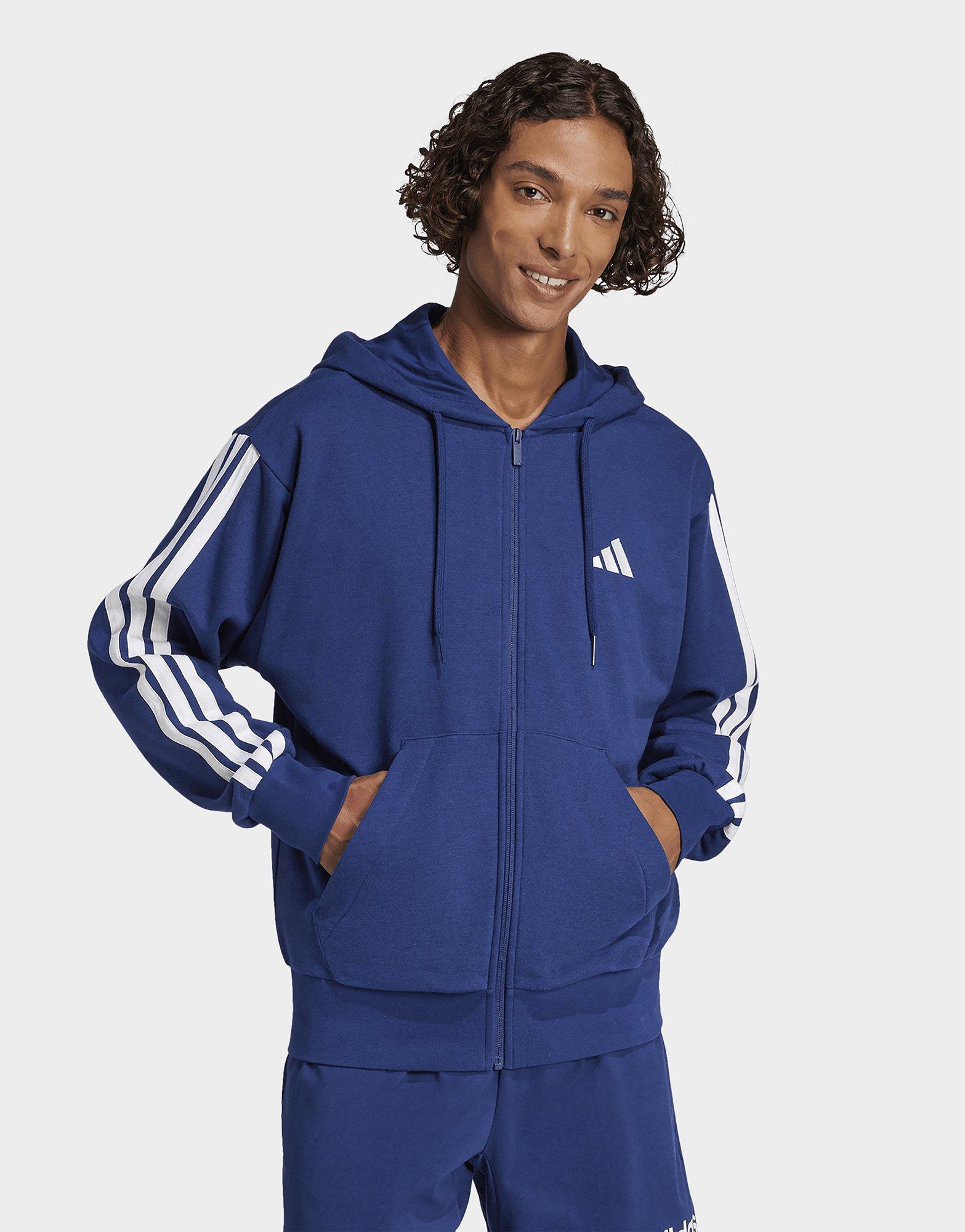 adidas Felpa con cappuccio Essentials 3-Stripes French Terry Full-Zip