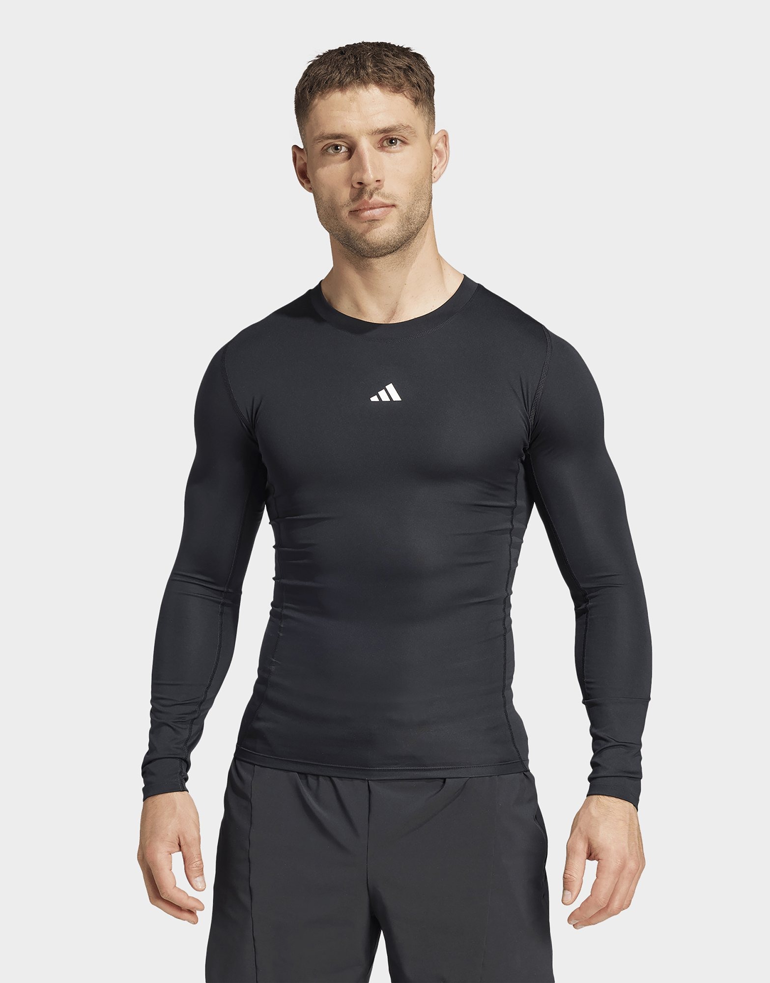 Black adidas Techfit Compression Training Long Sleeve Tee | JD Sports UK