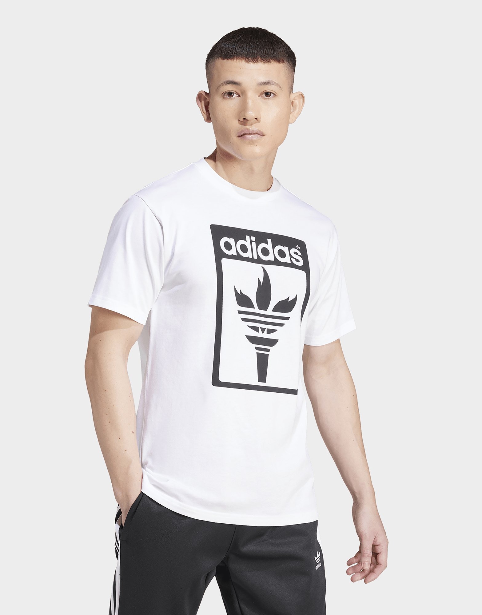 White adidas Trefoil Torch Tee | JD Sports UK