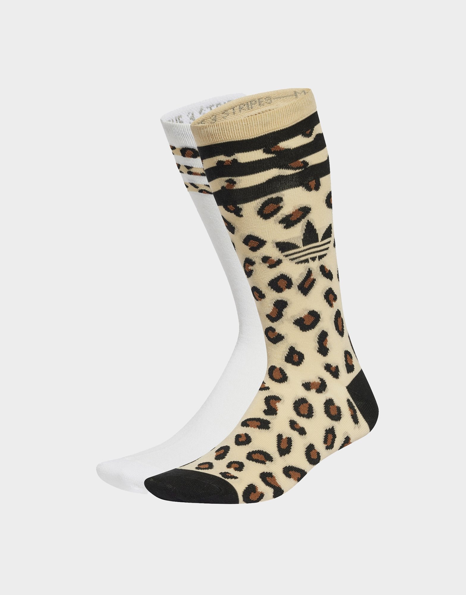 Beige adidas Leopard Crew Socks 2 Pairs JD Sports UK