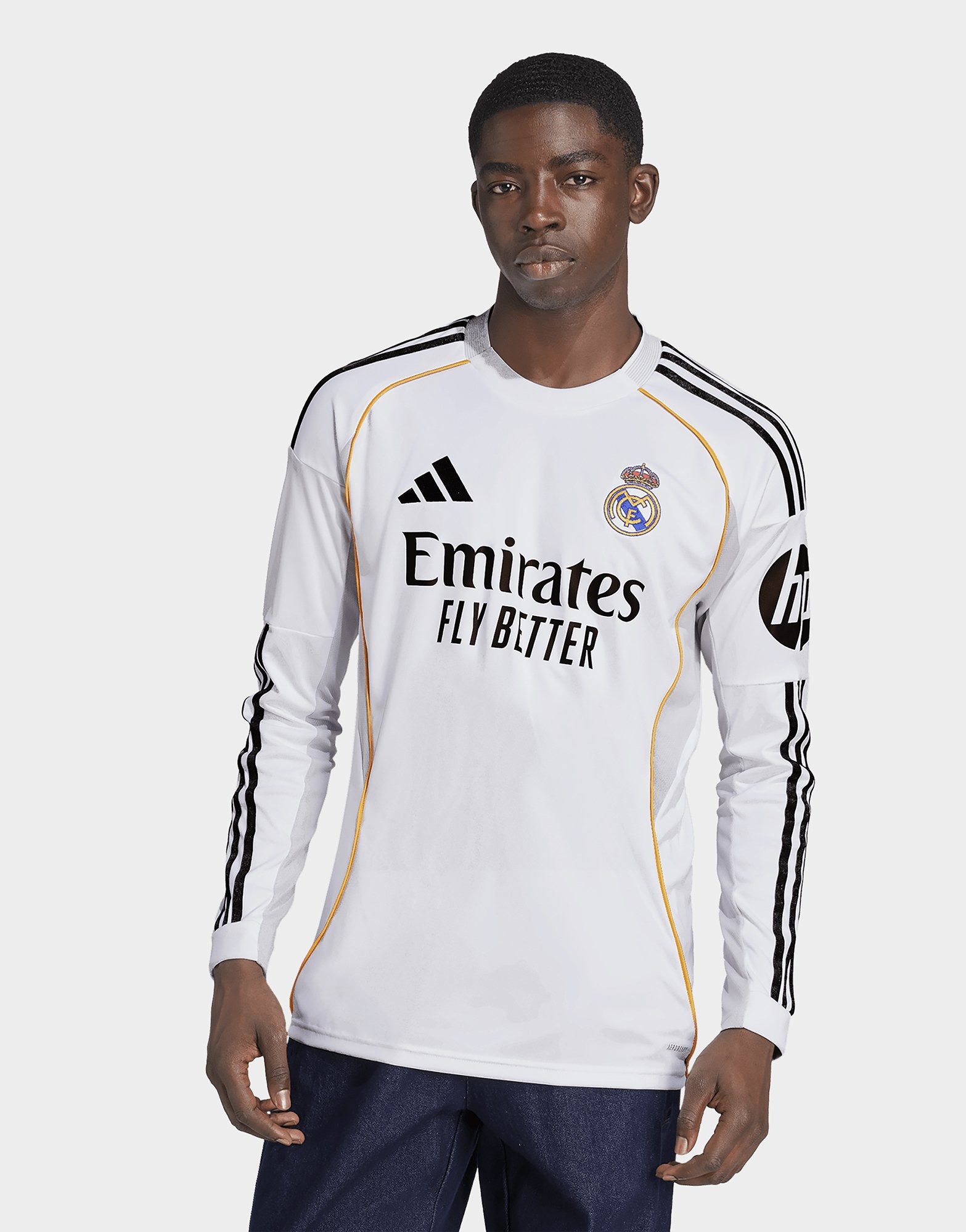 adidas Real Madrid 長袖シャツ ホワイト White adidas Real Madrid 25/26 Long Sleeve Home Jersey | JD