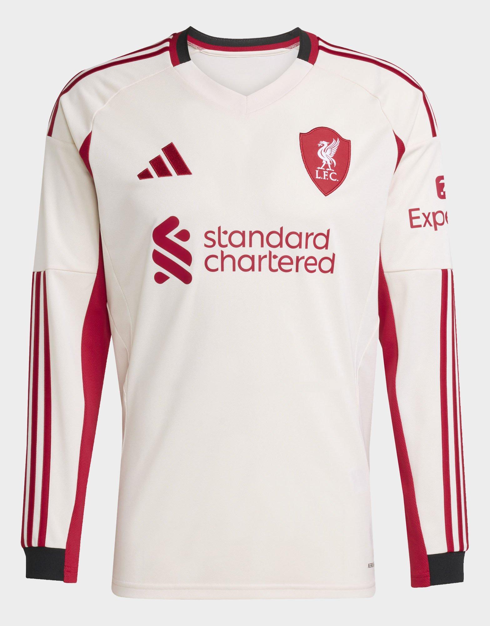 リバプール　Liverpool away long sleeve 25/26 White adidas Liverpool FC 25/26 Long Sleeve Away Jersey | JD Sports UK