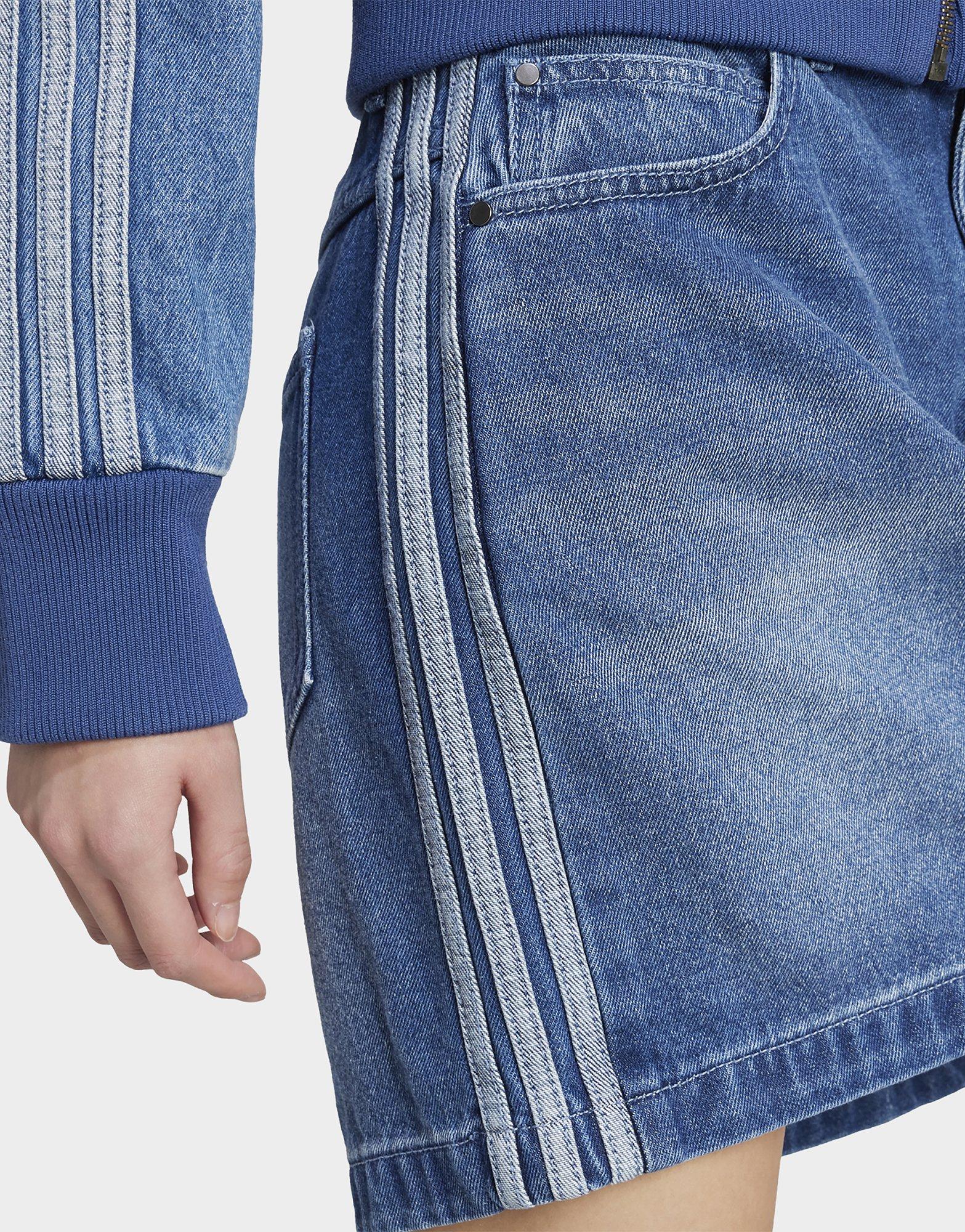 Blue adidas Originals Adicolor 3-Stripes Denim Mini Skirt