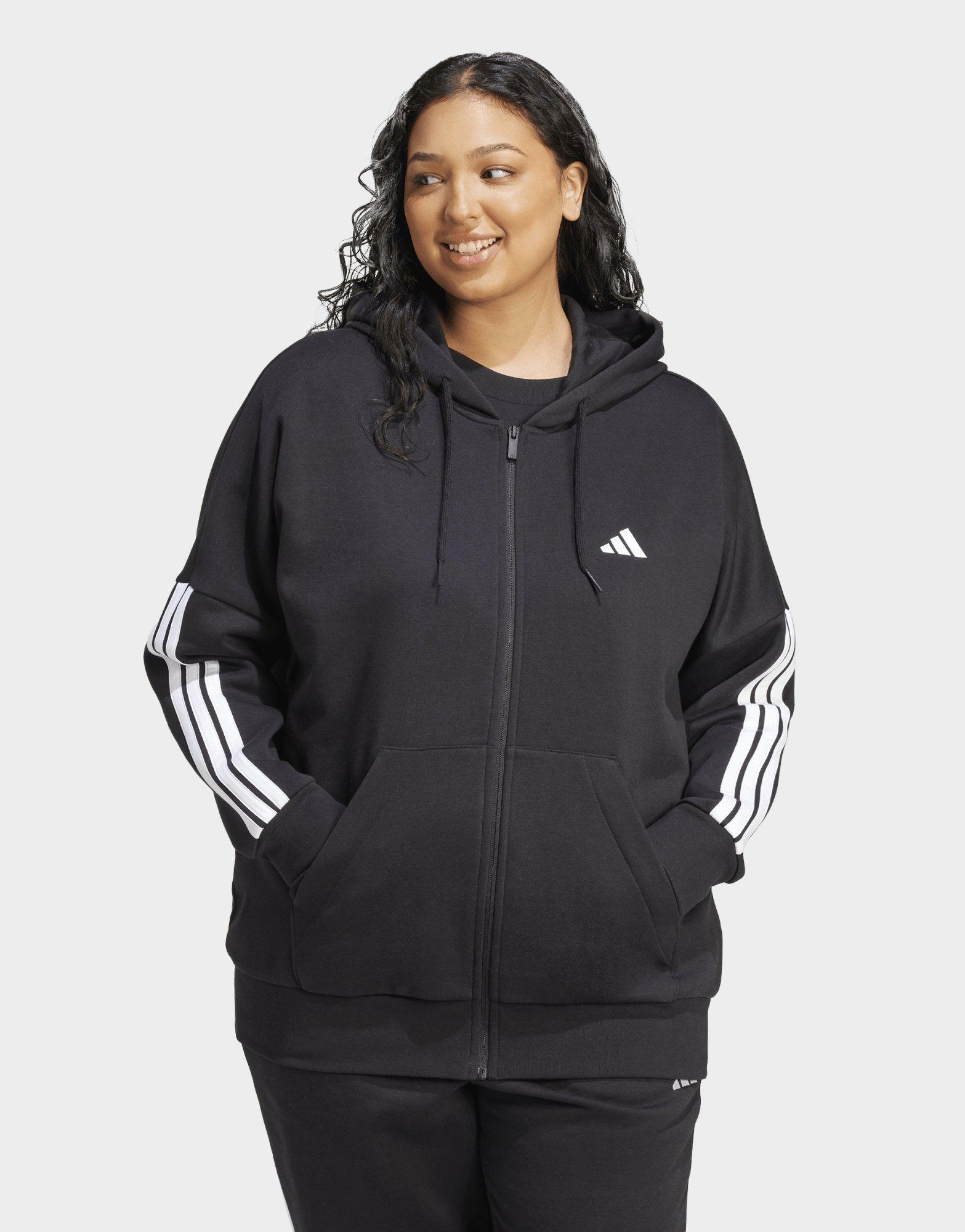 adidas Essentials 3-stripes Full-zip Fleece Hoodie (plus Size)
