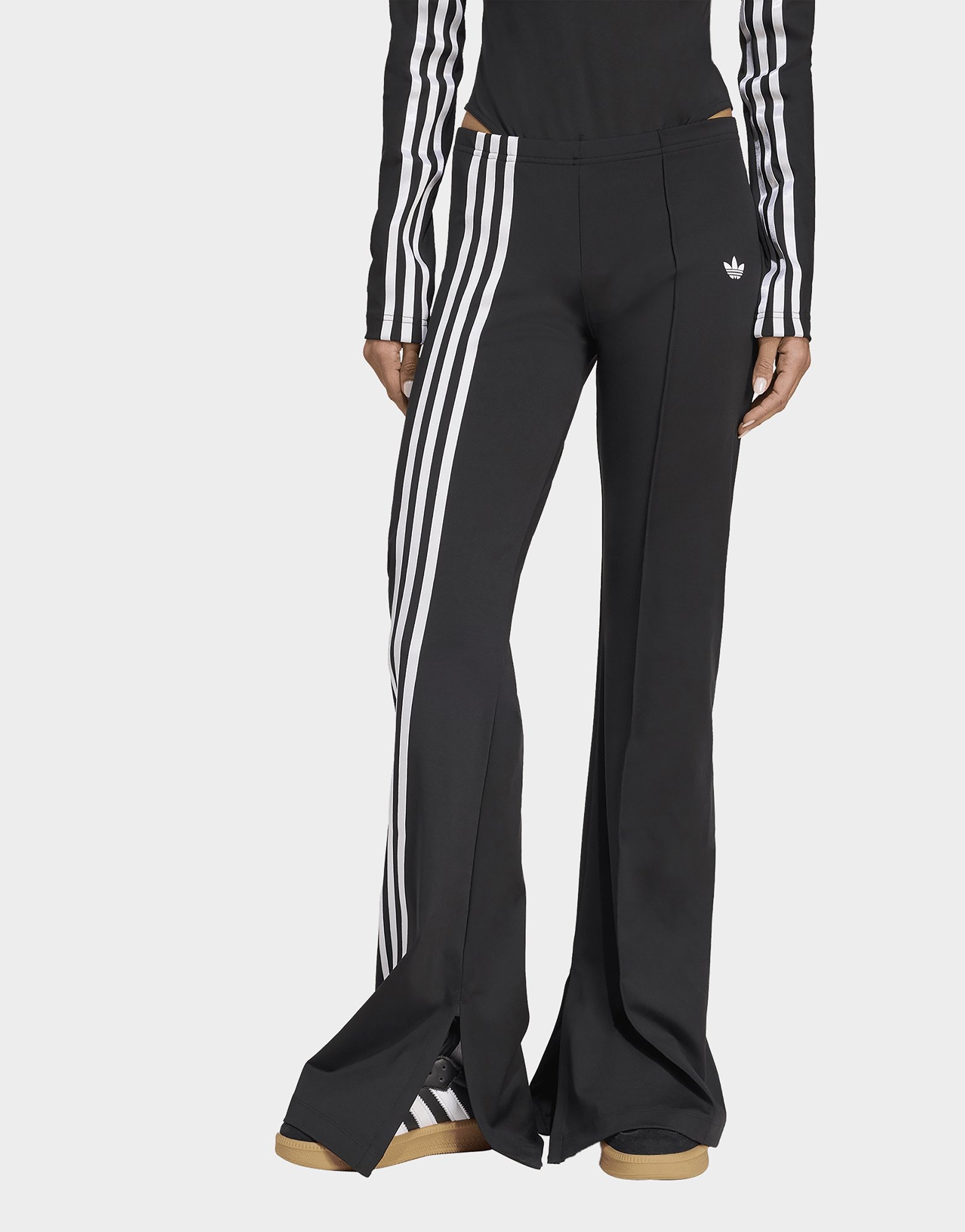 Black adidas Ribbon Off Placed 3-Stripes Flared Pants | JD Sports UK