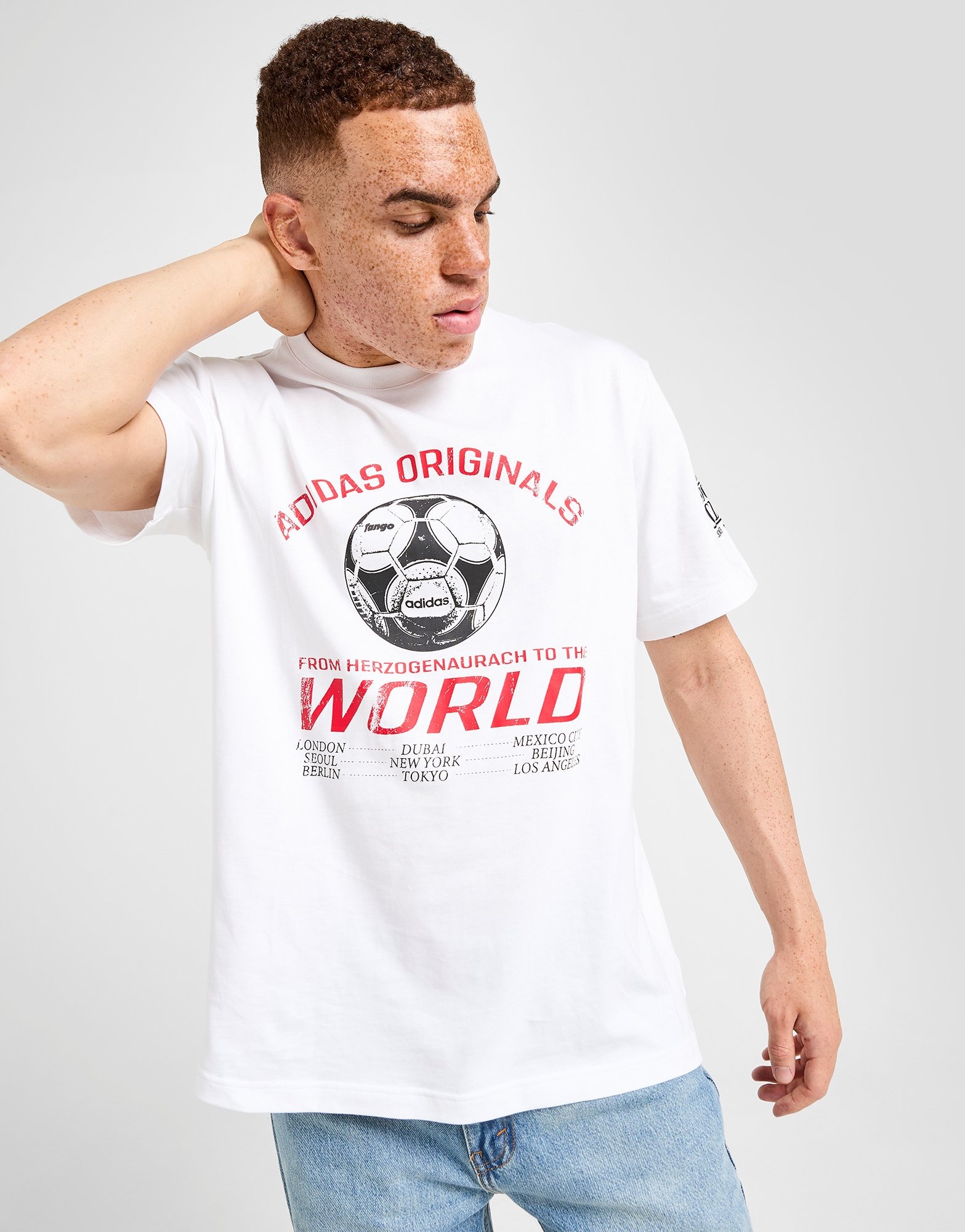 White adidas 90s Football Graphic Tee | JD Sports UK