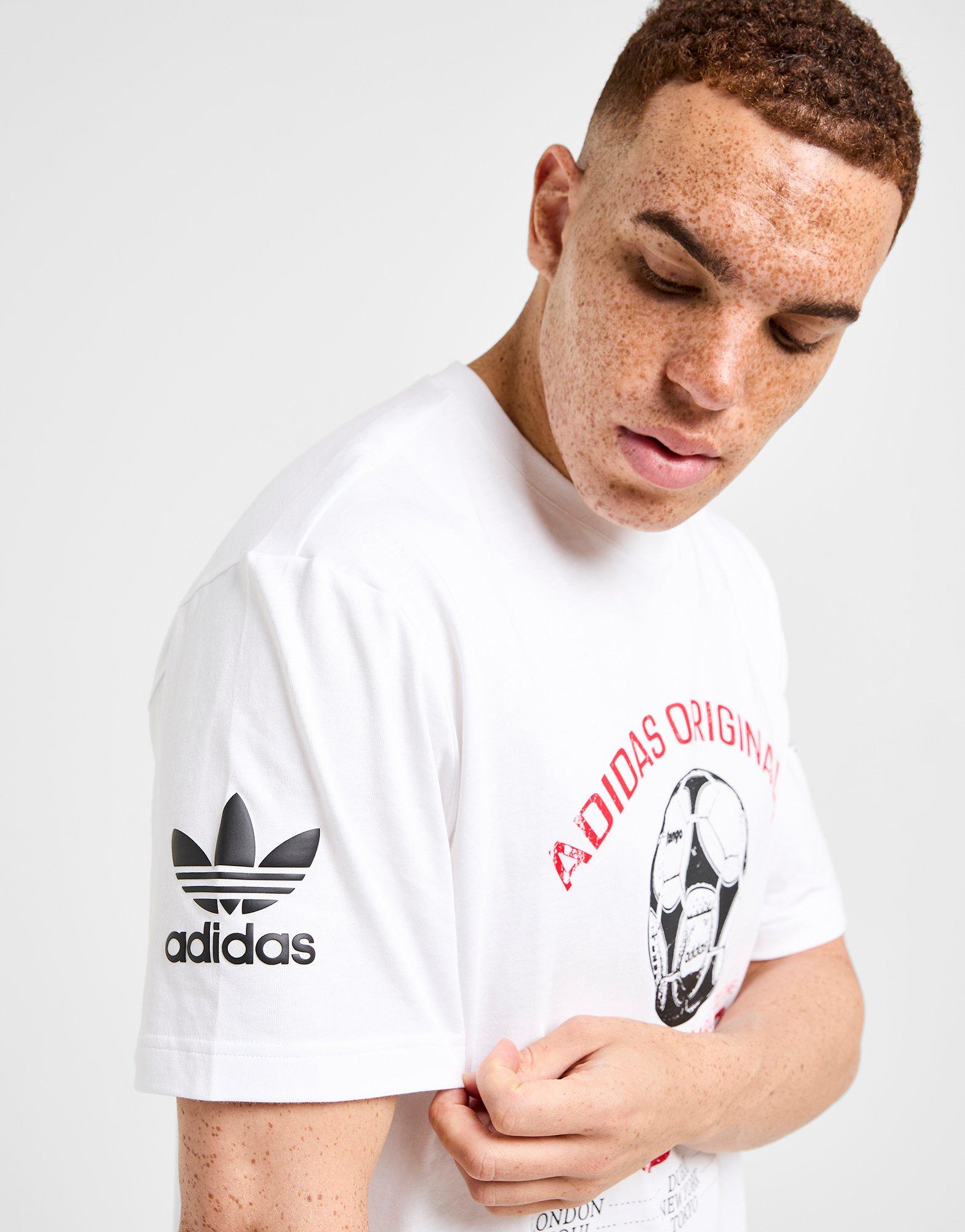 White adidas 90s Football Graphic Tee | JD Sports UK