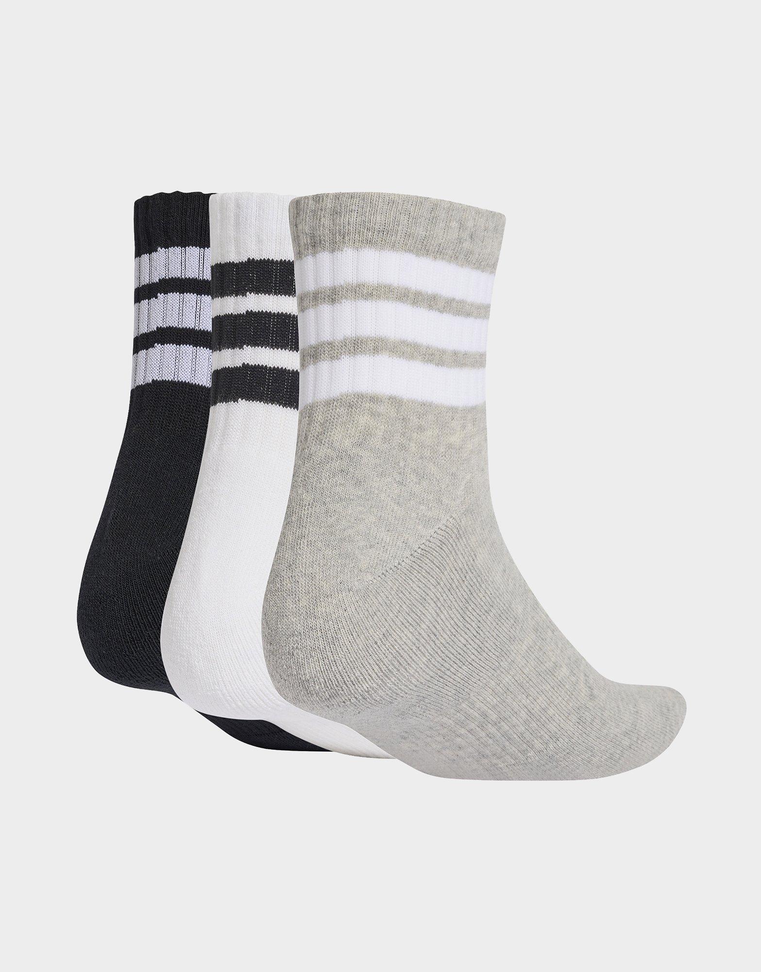adidas 3 STRIPES CUSHIONED SPORTSWEAR MID CUT SOCKS 3 PAIR PACK