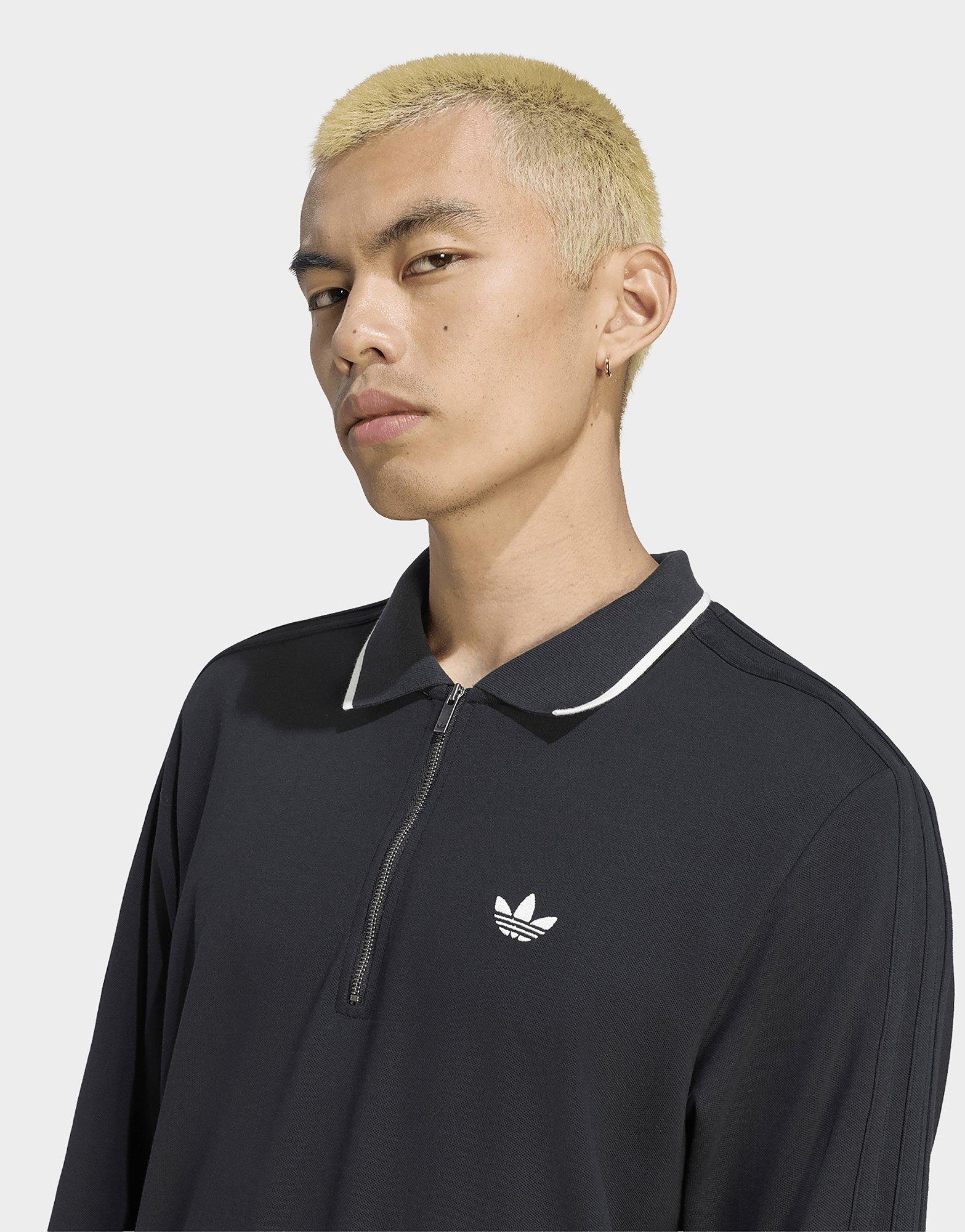adidas Polo Manches Longues Côtelé Façonné 3 Bandes