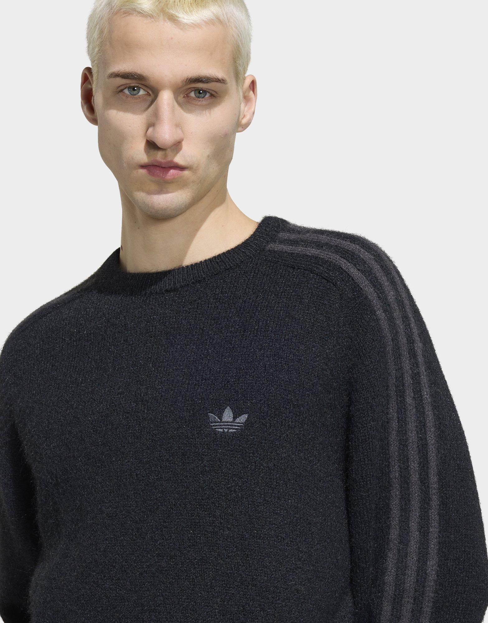adidas 3 Streifen Sweatshirt, Fluffiger Strick, Rundhalsausschnitt