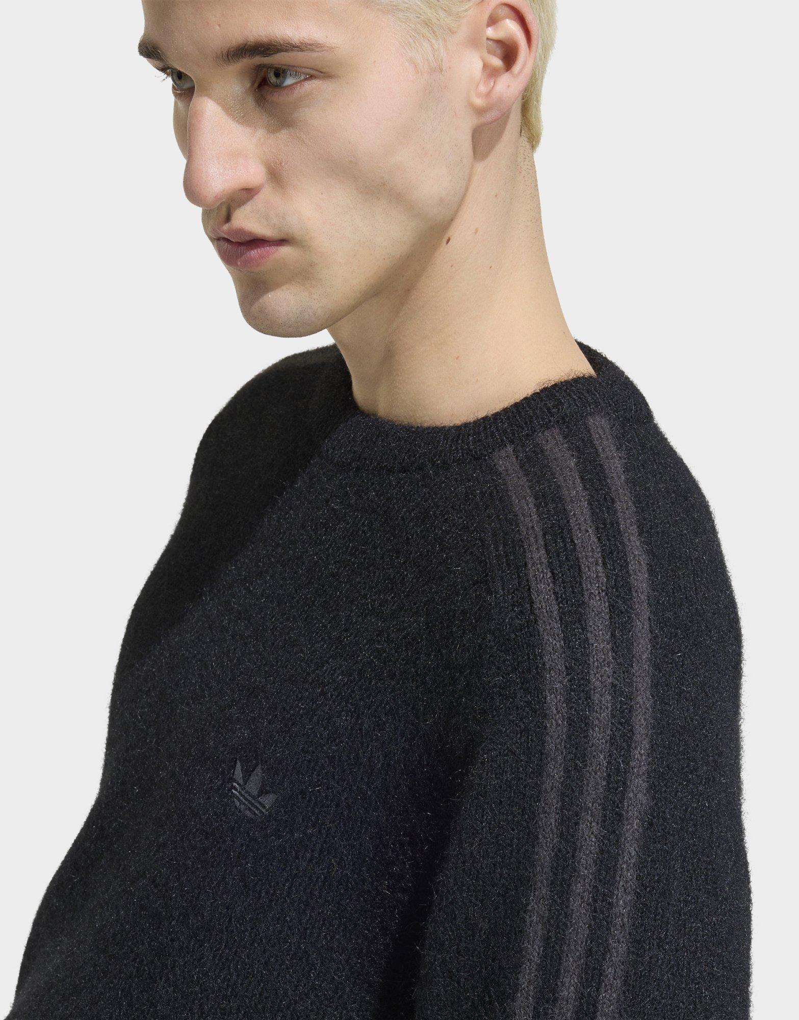 adidas 3 Streifen Sweatshirt, Fluffiger Strick, Rundhalsausschnitt