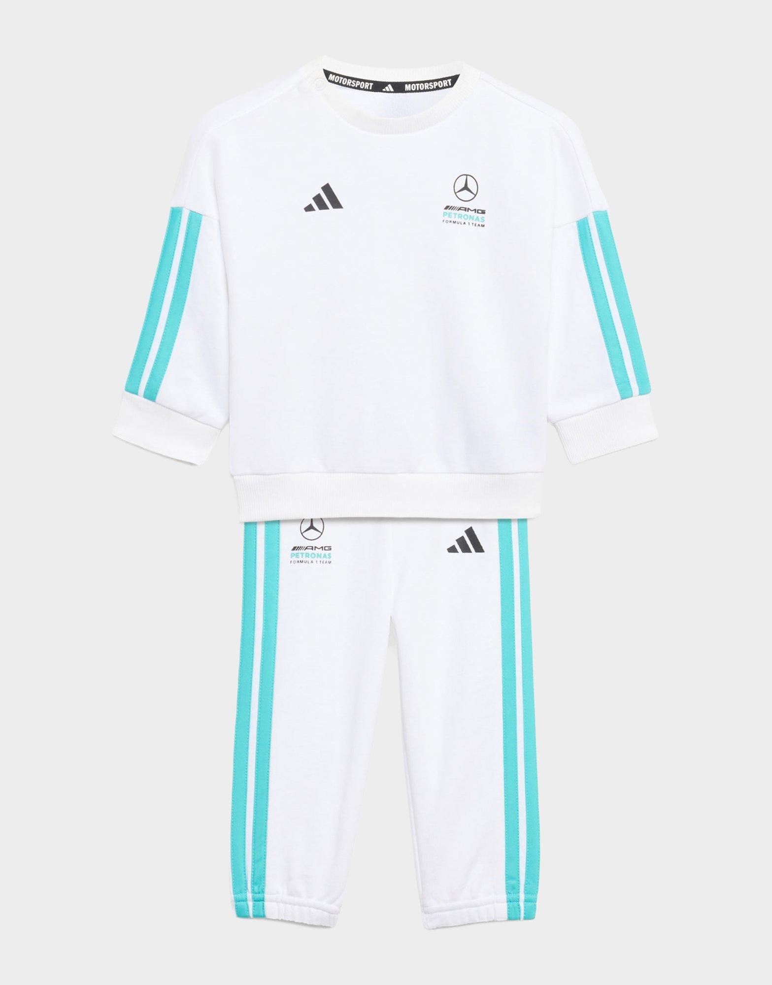 adidas TUTA JOGGER A MANICHE LUNGHE MERCEDES-AMG PETRONAS FORMULA 1 TEAM DNA NEONATO