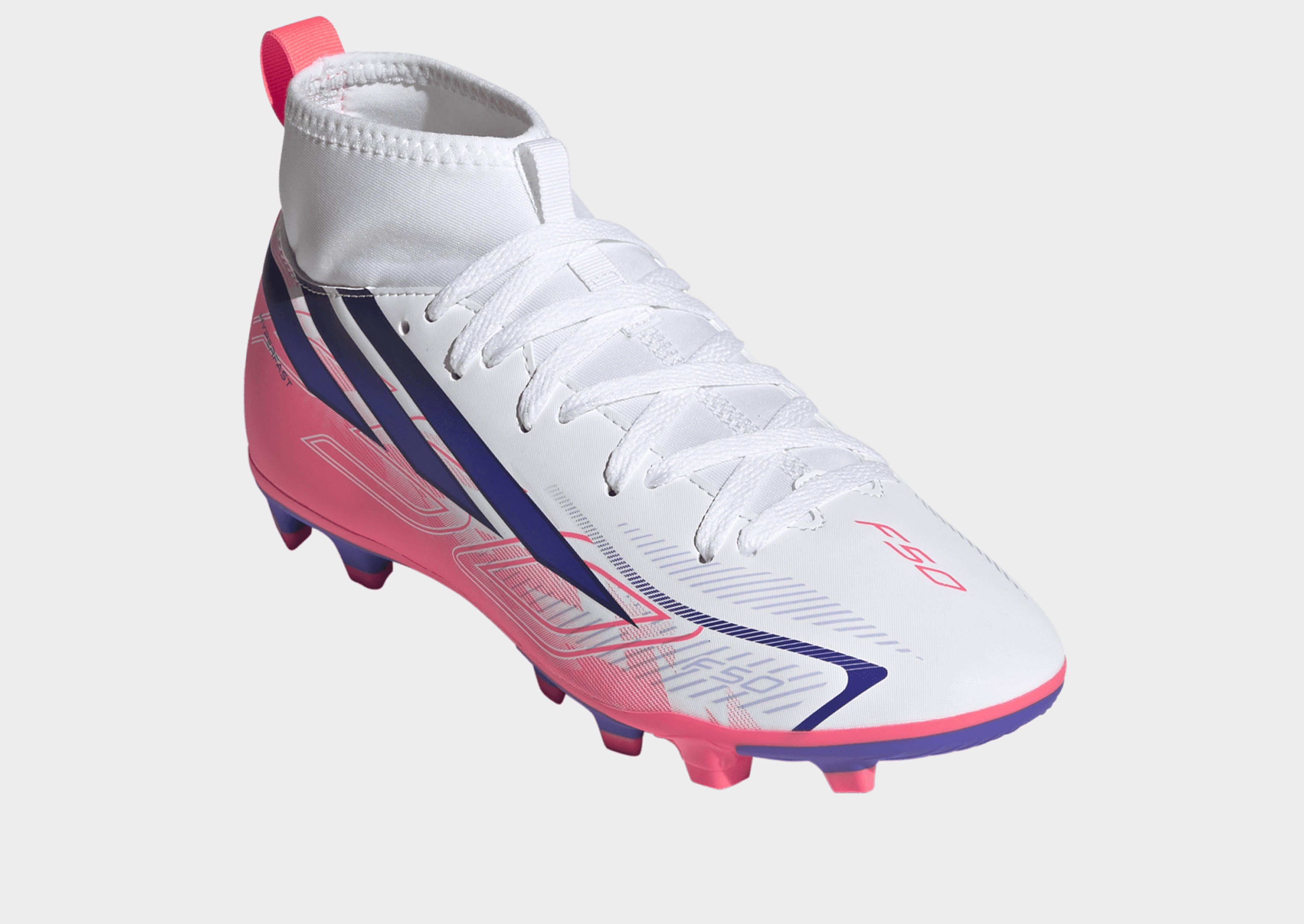adidas F50 Hyperfast Club Kids Fußballschuh, feste Böden/gemischte Böden, halbhoch geschnitten