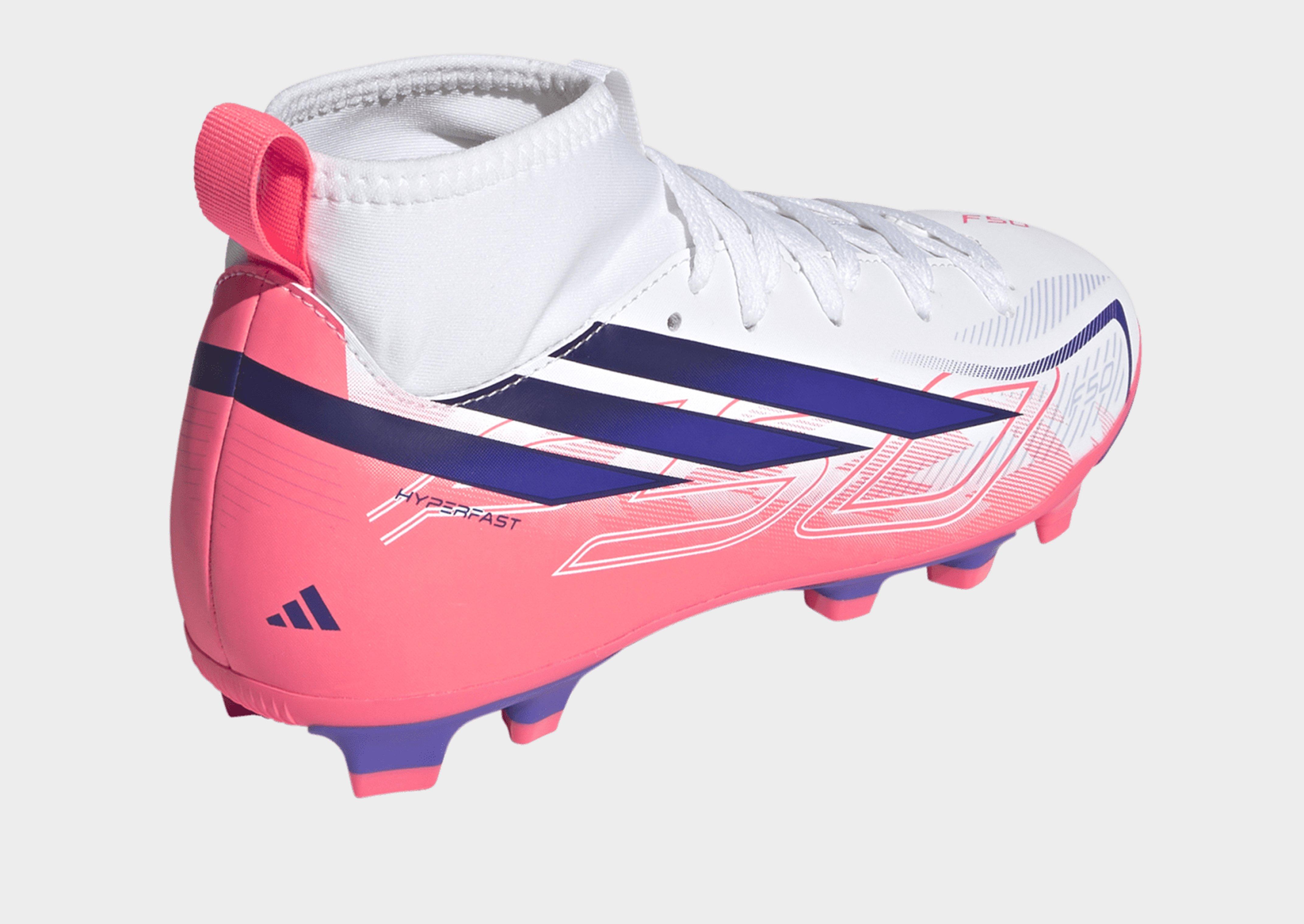 adidas F50 Hyperfast Club Kids Fußballschuh, feste Böden/gemischte Böden, halbhoch geschnitten