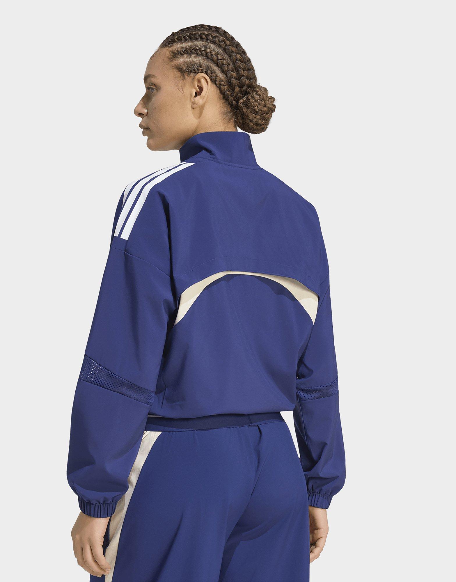 adidas Veste De Survêtement 1/4 Zip Toile Color Block 3 Bandes Hyperglam