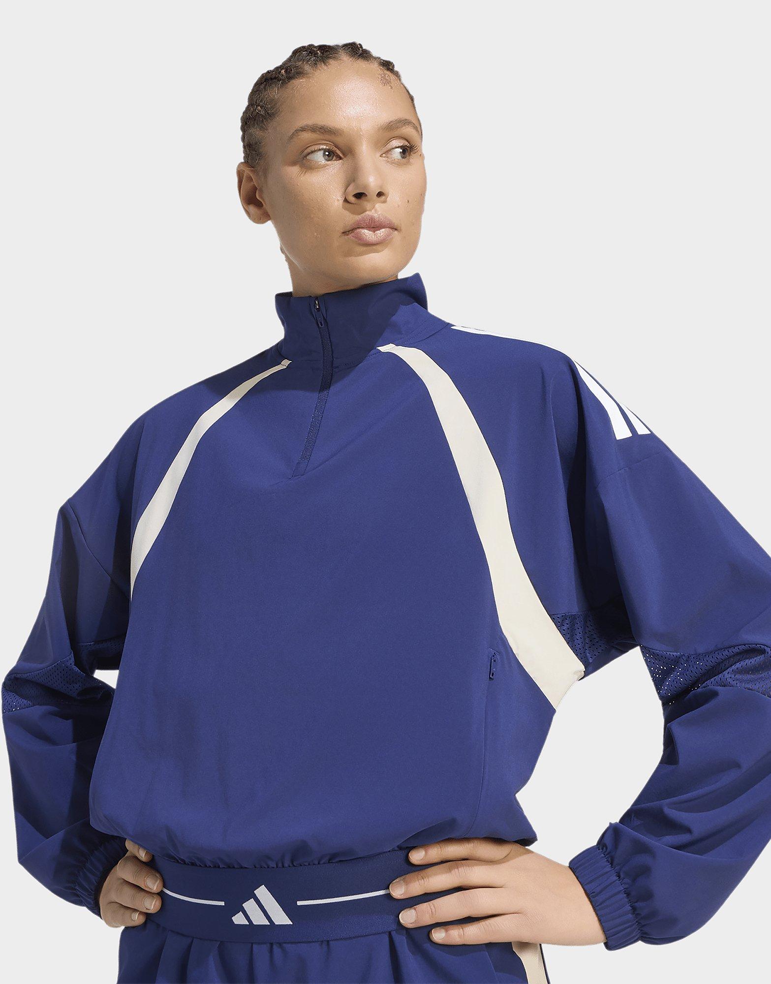 adidas Veste De Survêtement 1/4 Zip Toile Color Block 3 Bandes Hyperglam
