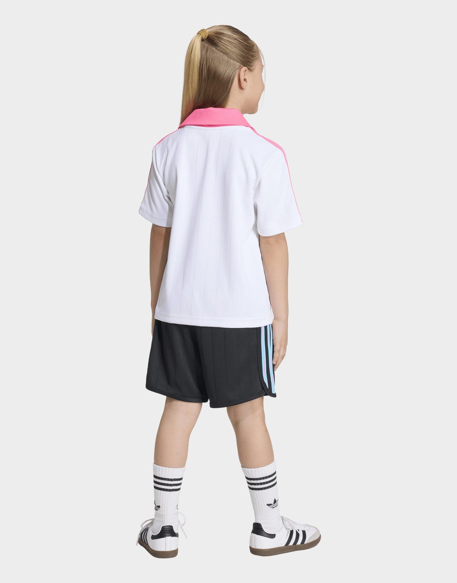 adidas Poloshirt Und Shorts Set, Locker Geschnitten, Nadelstreifen