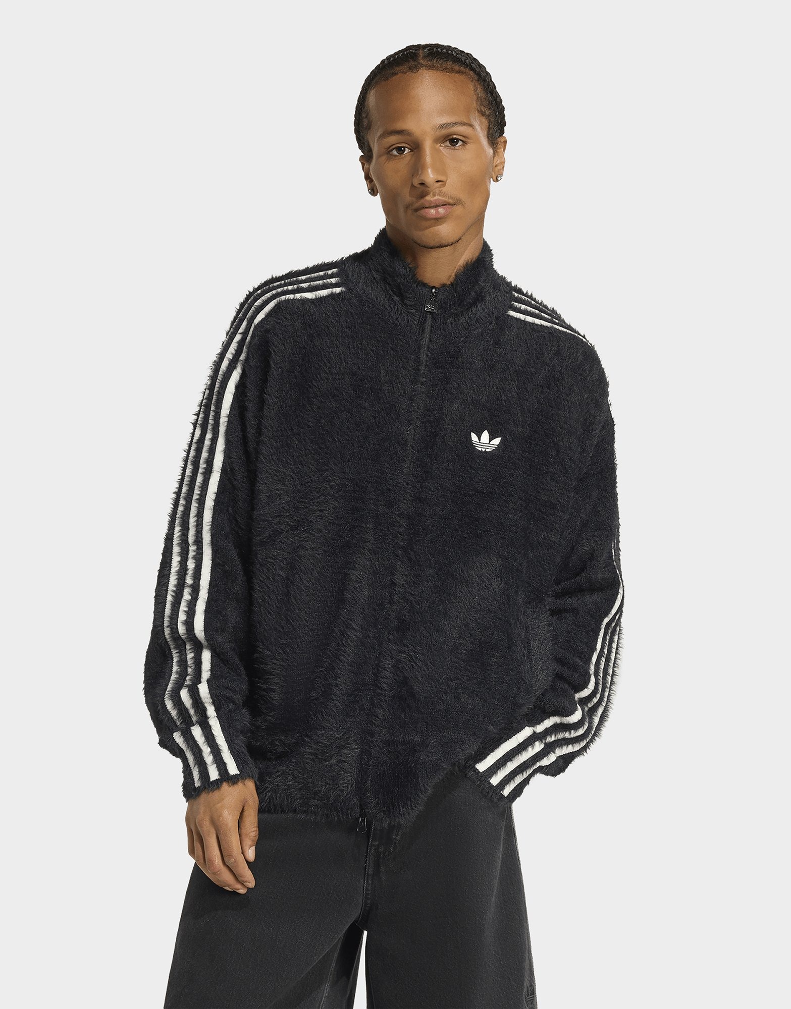 Black adidas Faux Mohair Classic Tracktop | JD Sports UK
