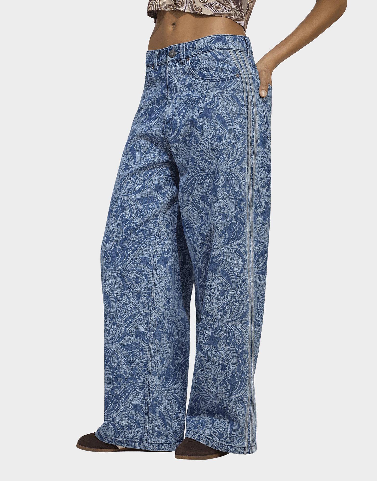 Blue adidas Adidas Liberty London Firebird Mid Rise Straight Denim