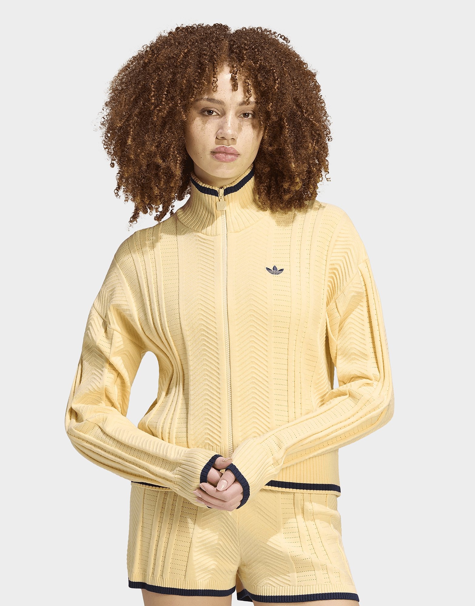 Yellow adidas Cable Knit Firebird Track Top | JD Sports UK