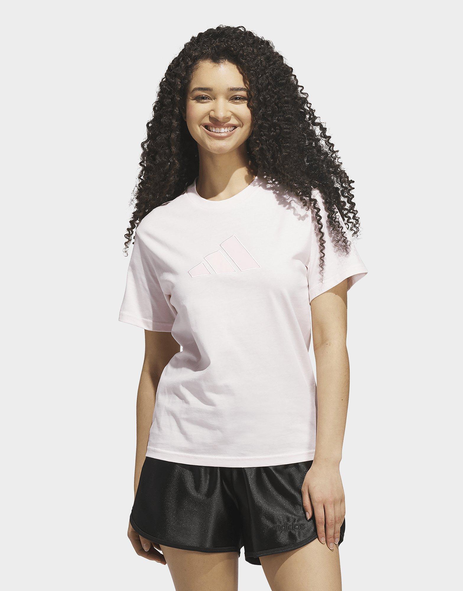 adidas SATIN-FILLED LOGO GRAPHIC T-SHIRT