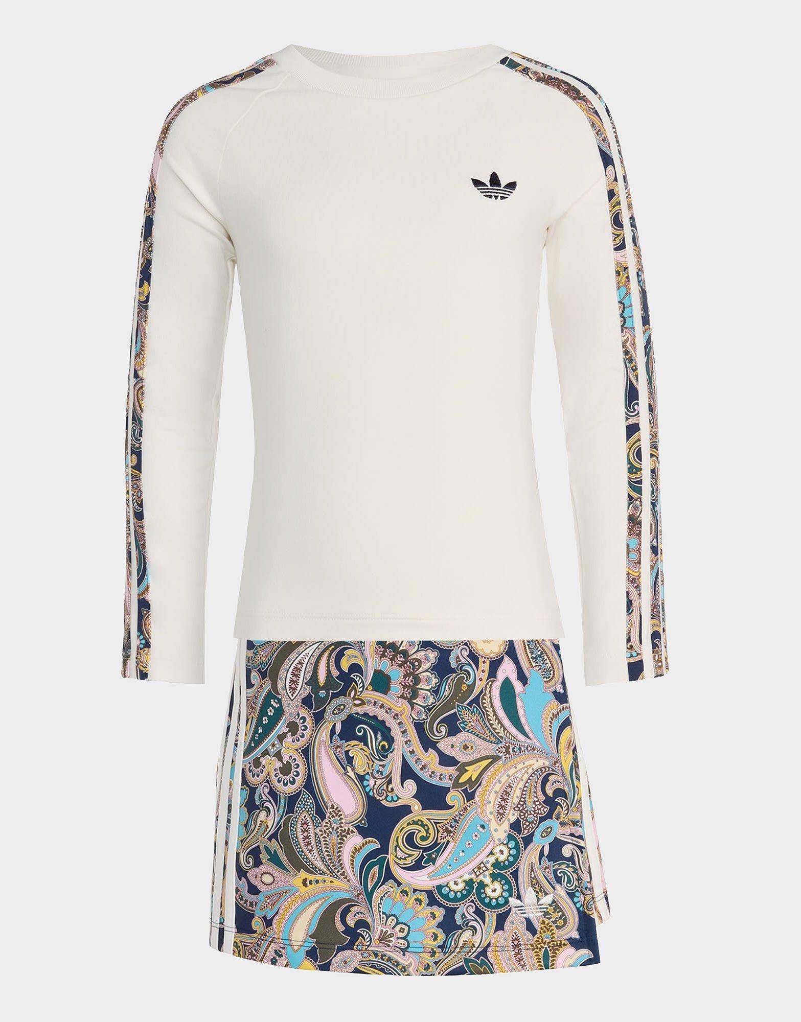 adidas Conjunto de camiseta de manga larga entallada con las 3 bandas y falda pantalón cruzada Liberty London