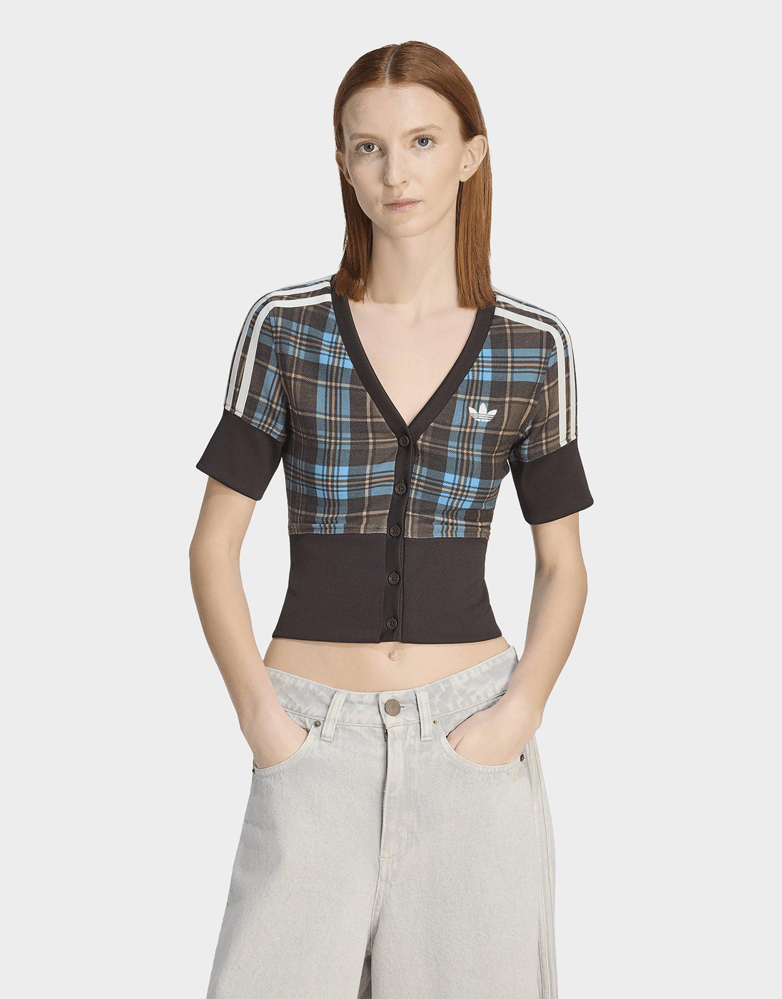 adidas Originals Checked V-neck Shirt With Buttons