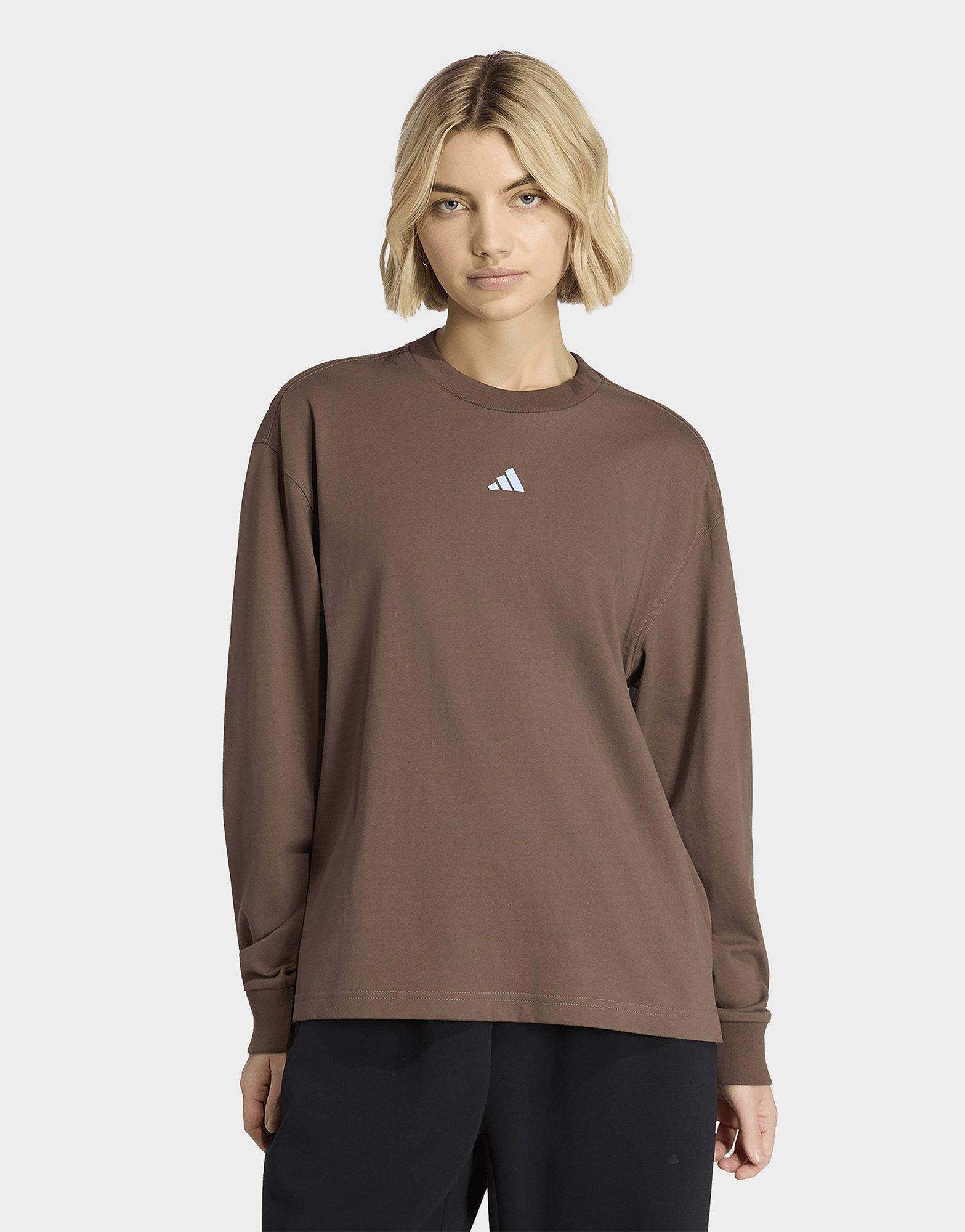adidas T-shirt A Maniche Lunghe A 3 Strisce Studio Boyfriend