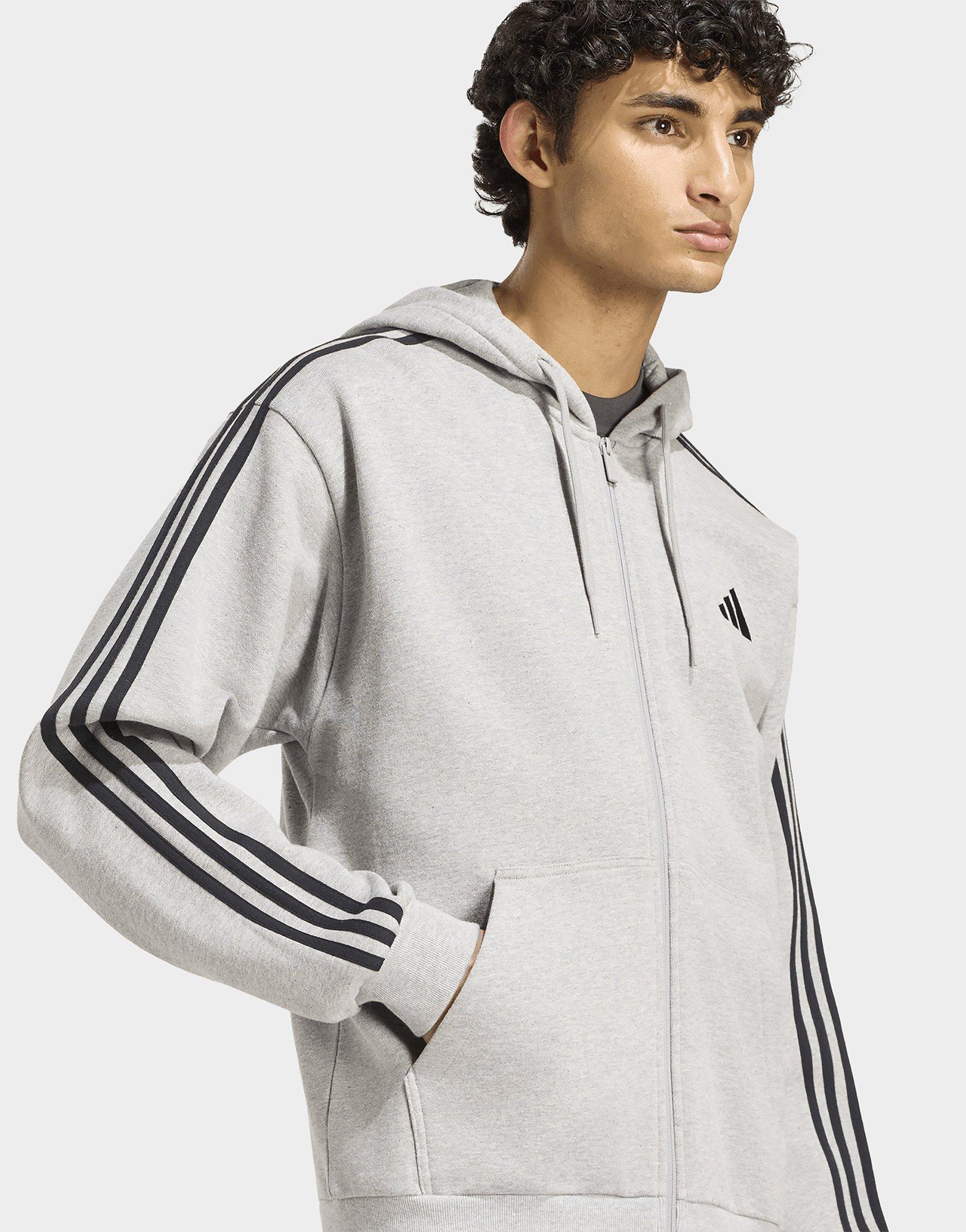 adidas Sweat-shirt À Capuche Zip Intégral French Terry 3 Bandes Essentials
