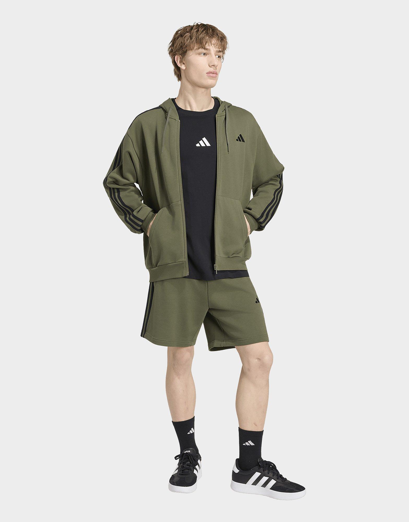 adidas Sweat-shirt À Capuche Zip Intégral French Terry 3 Bandes Essentials