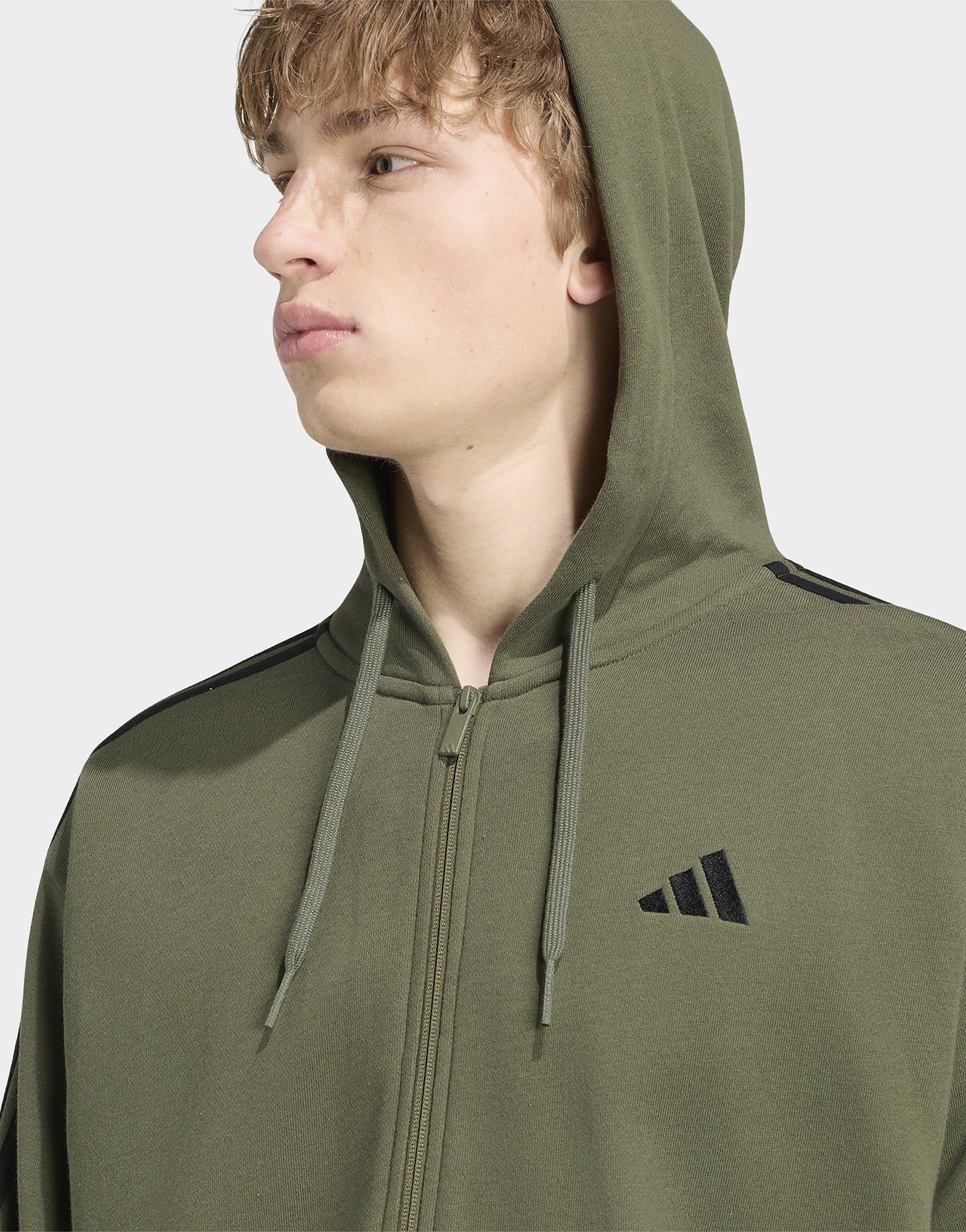 adidas Sweat-shirt À Capuche Zip Intégral French Terry 3 Bandes Essentials