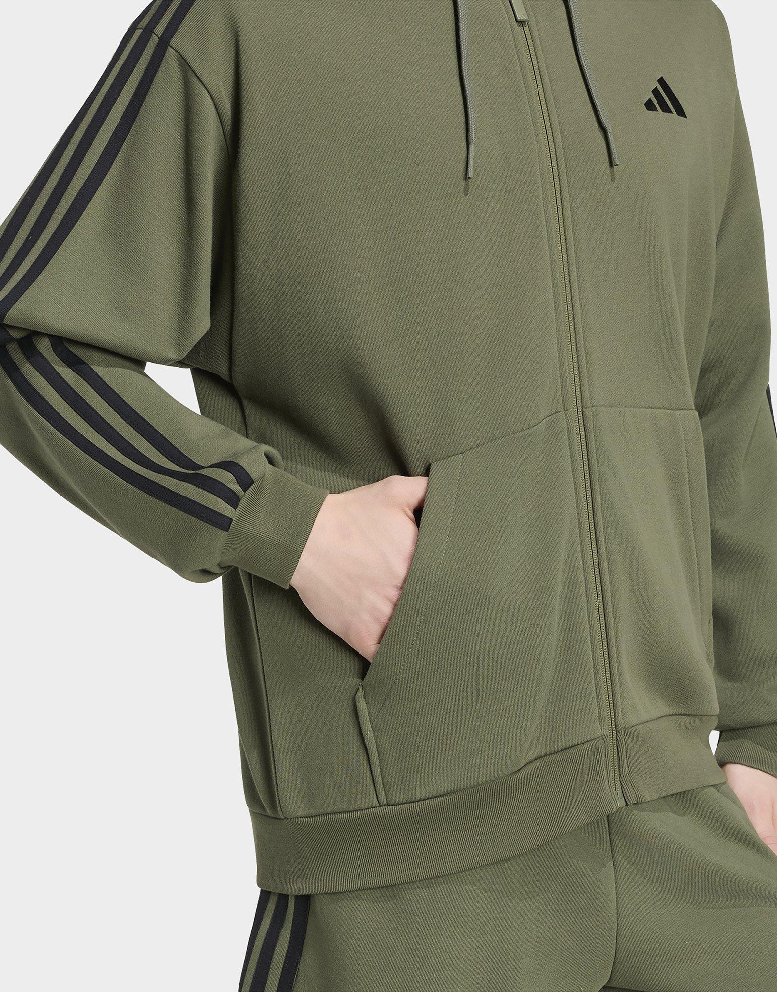 adidas Sweat-shirt À Capuche Zip Intégral French Terry 3 Bandes Essentials