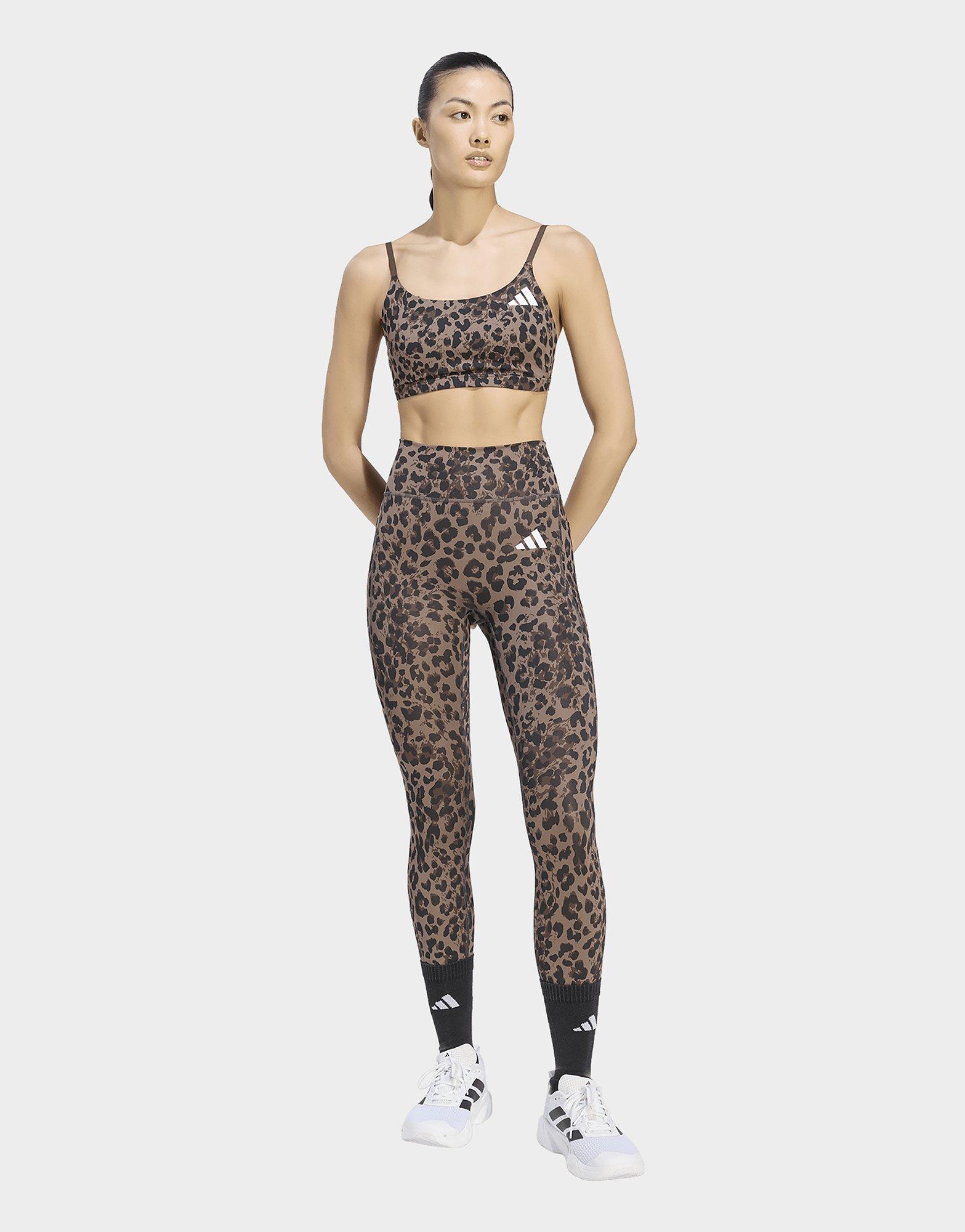adidas Brassière léopard 3 bandes Optime Essentials Maintien léger