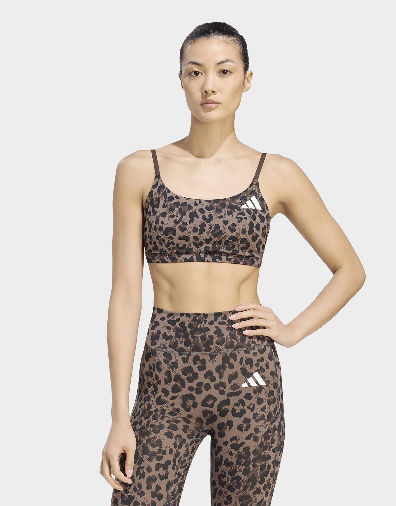 adidas Reggiseno sportivo Optime Essentials 3-Stripes Leopard Light Support