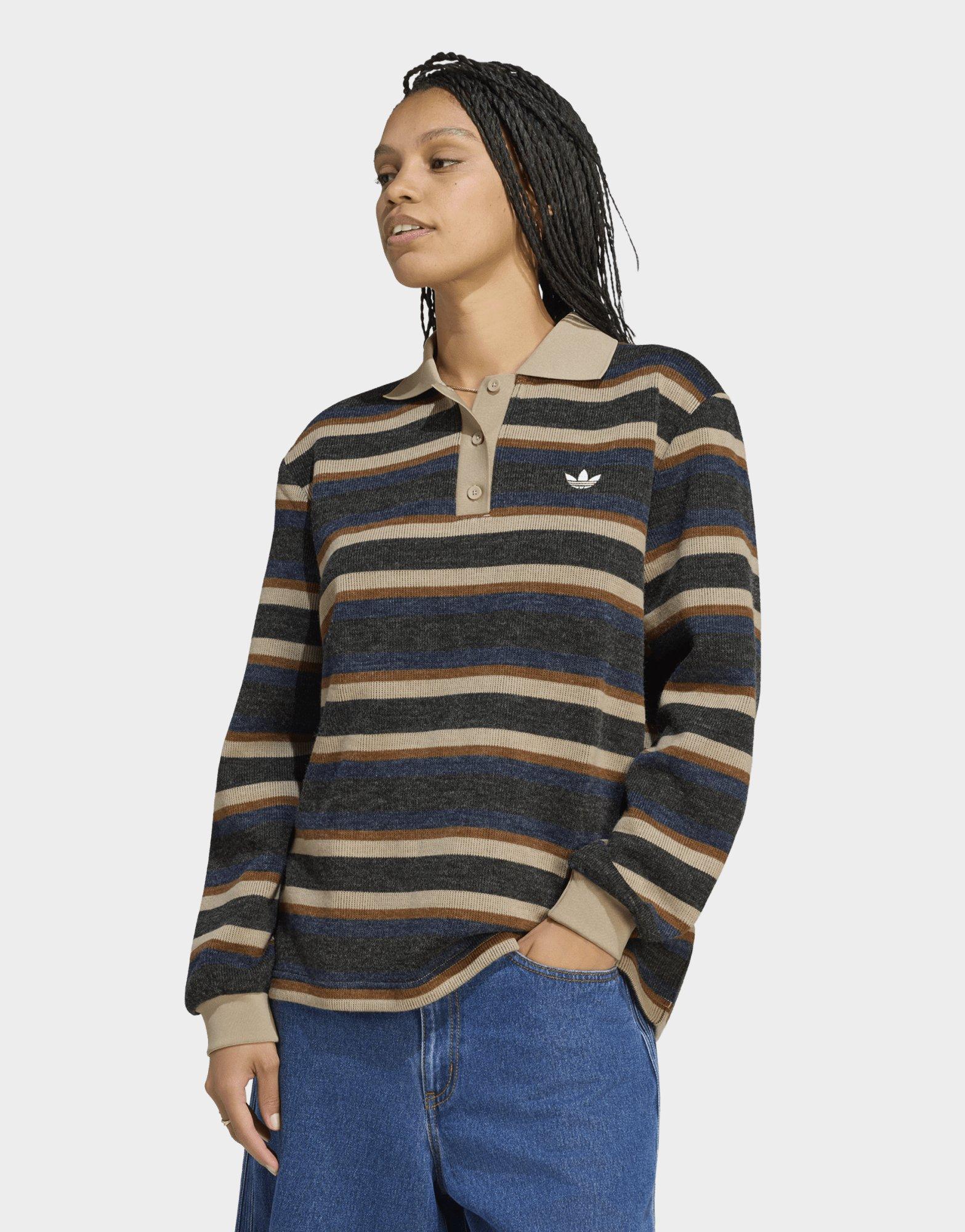 adidas Stripe Knitted POLO Top
